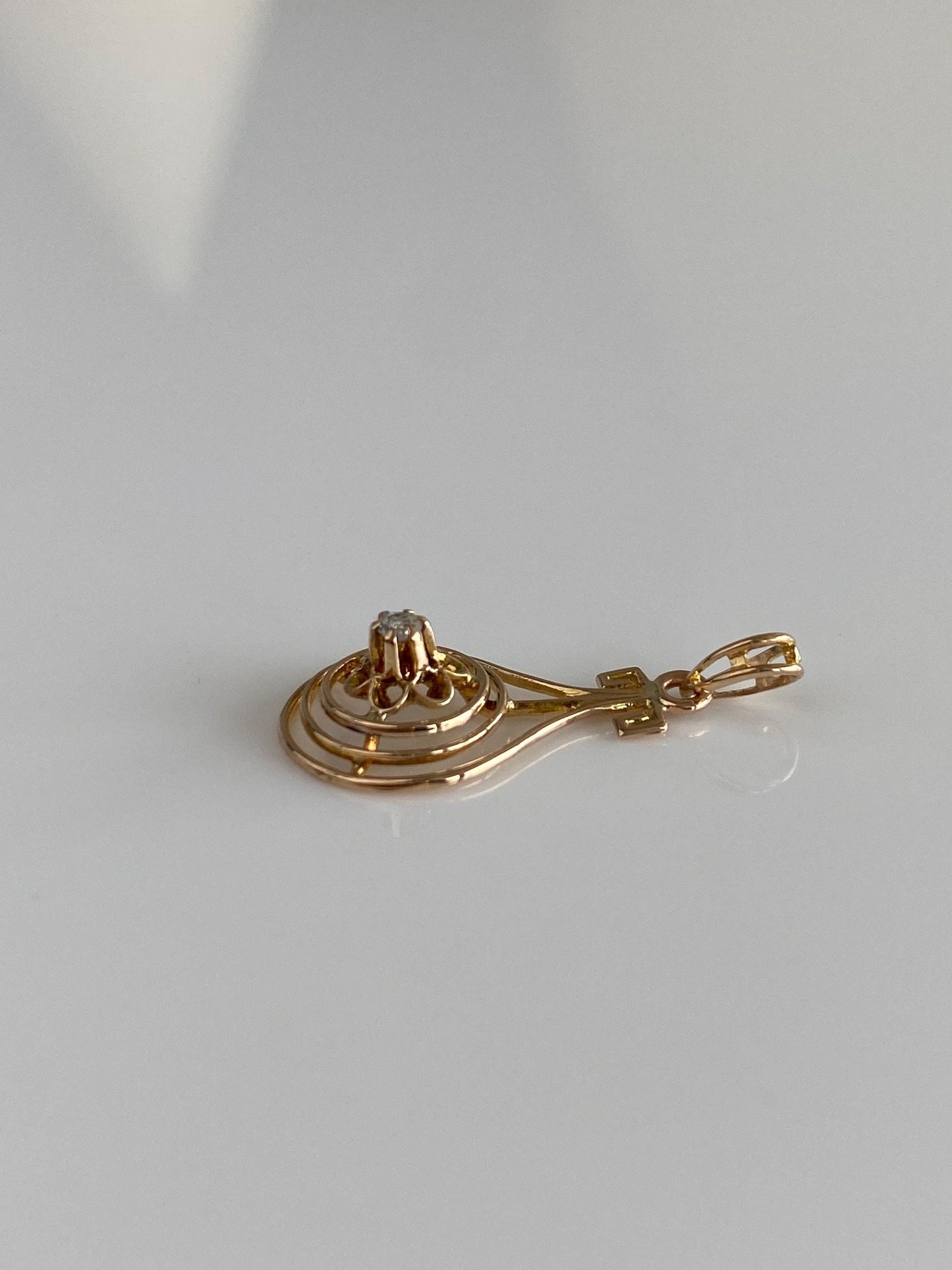 Vintage Solid 9k Yellow Gold Diamond Charm