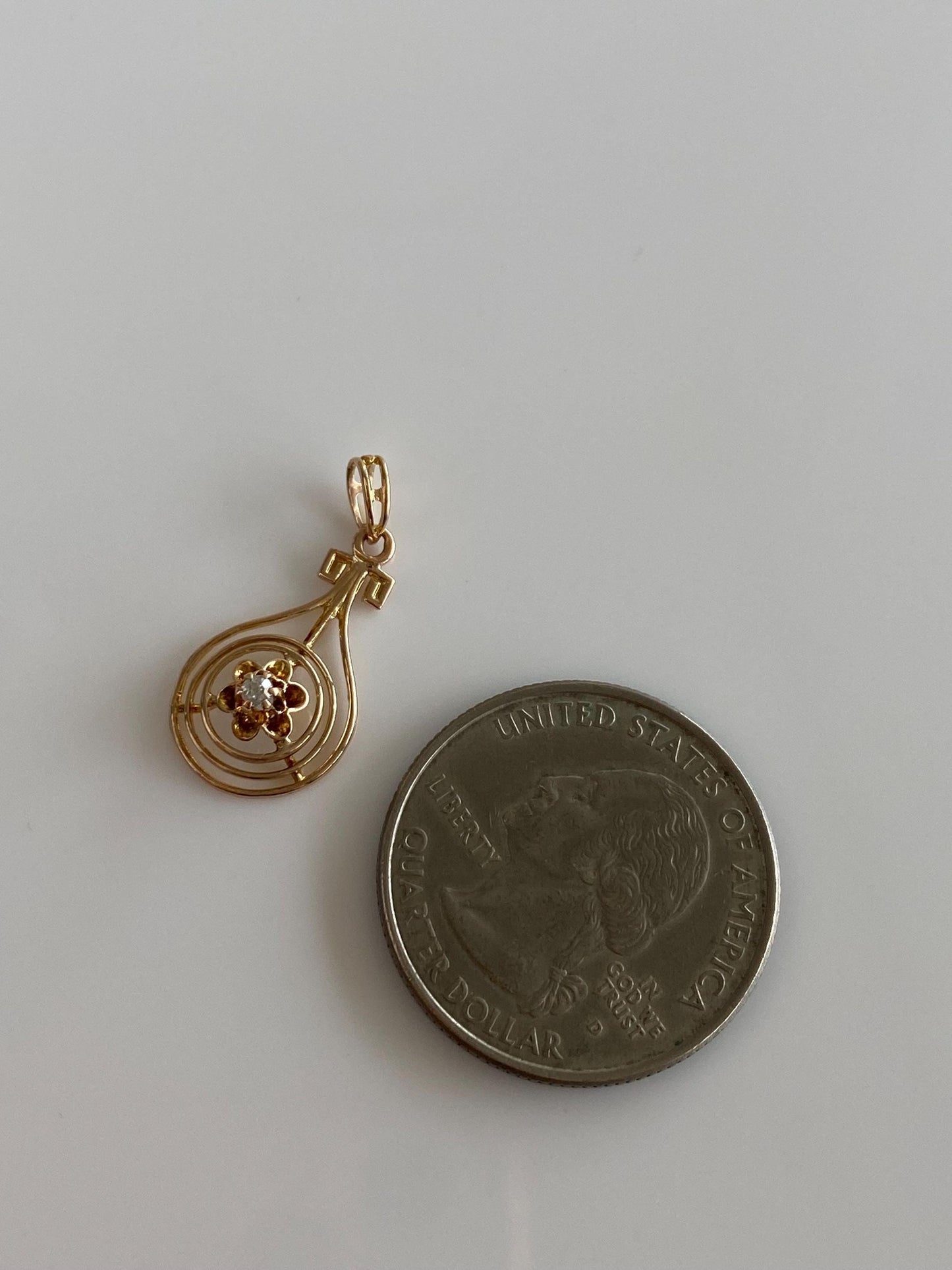 Vintage Solid 9k Yellow Gold Diamond Charm