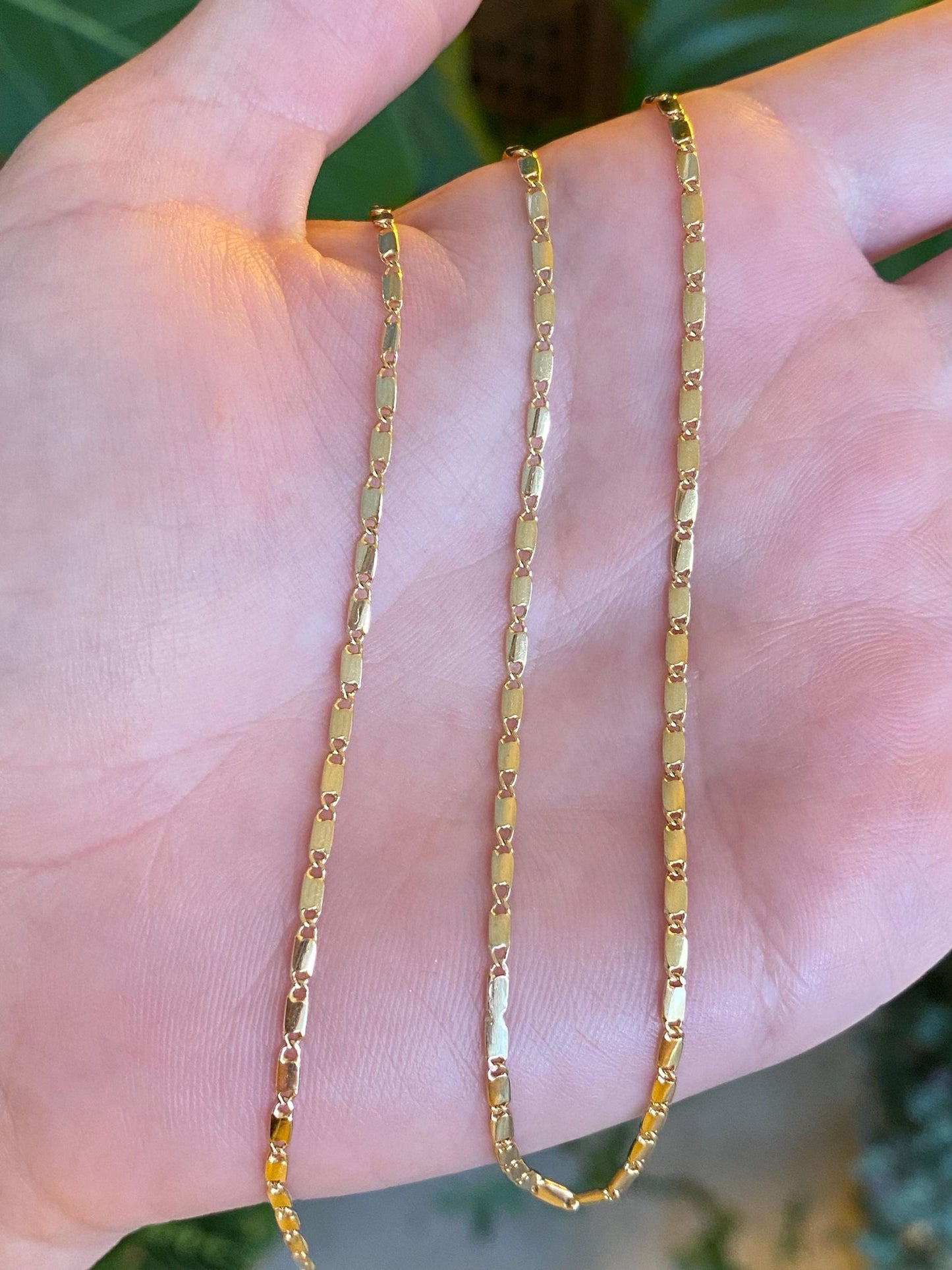 Vintage Solid 14k Yellow Gold Flat Link Chain Necklace - 19.25 inches