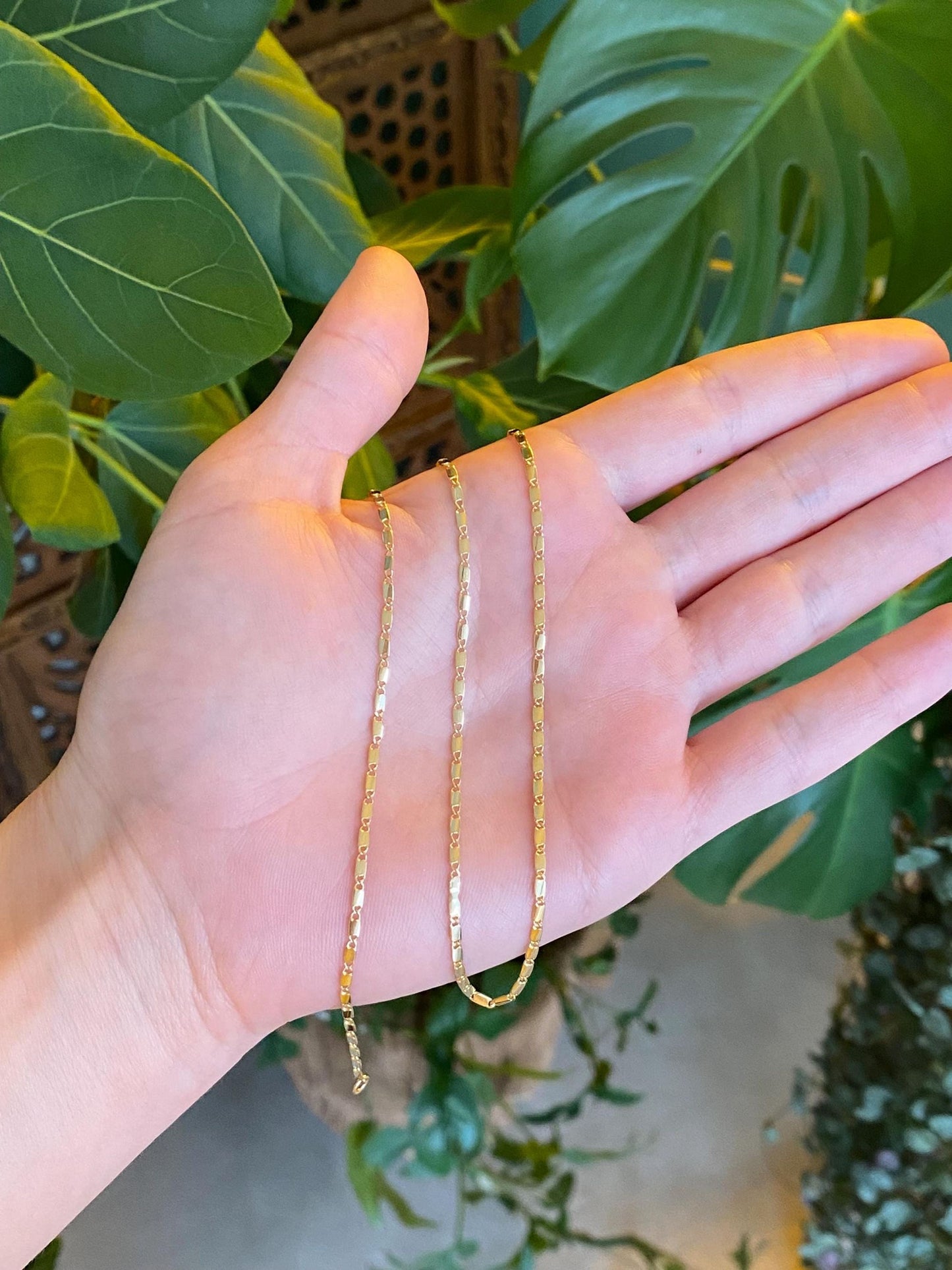 Vintage Solid 14k Yellow Gold Flat Link Chain Necklace - 19.25 inches