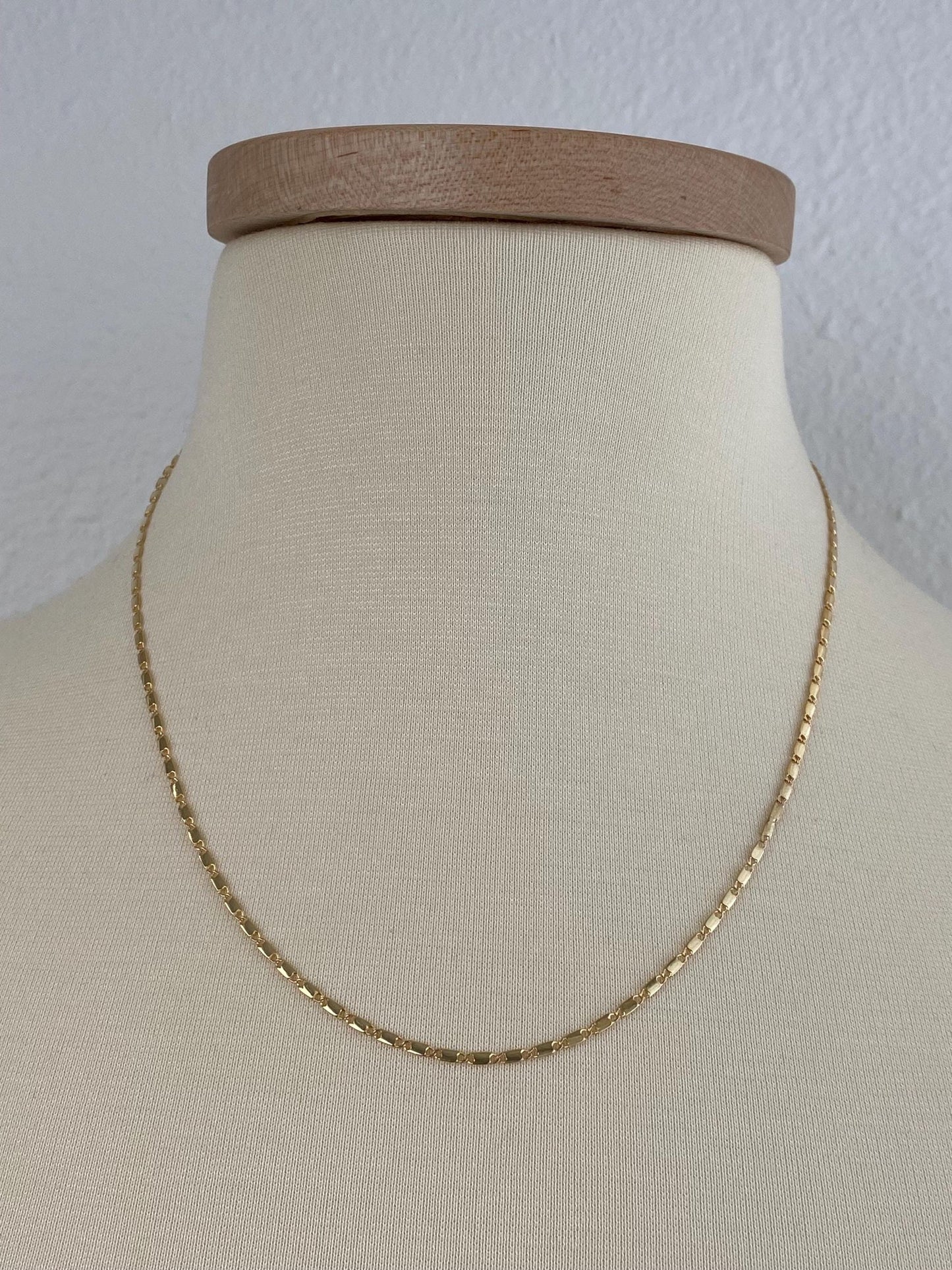 Vintage Solid 14k Yellow Gold Flat Link Chain Necklace - 19.25 inches