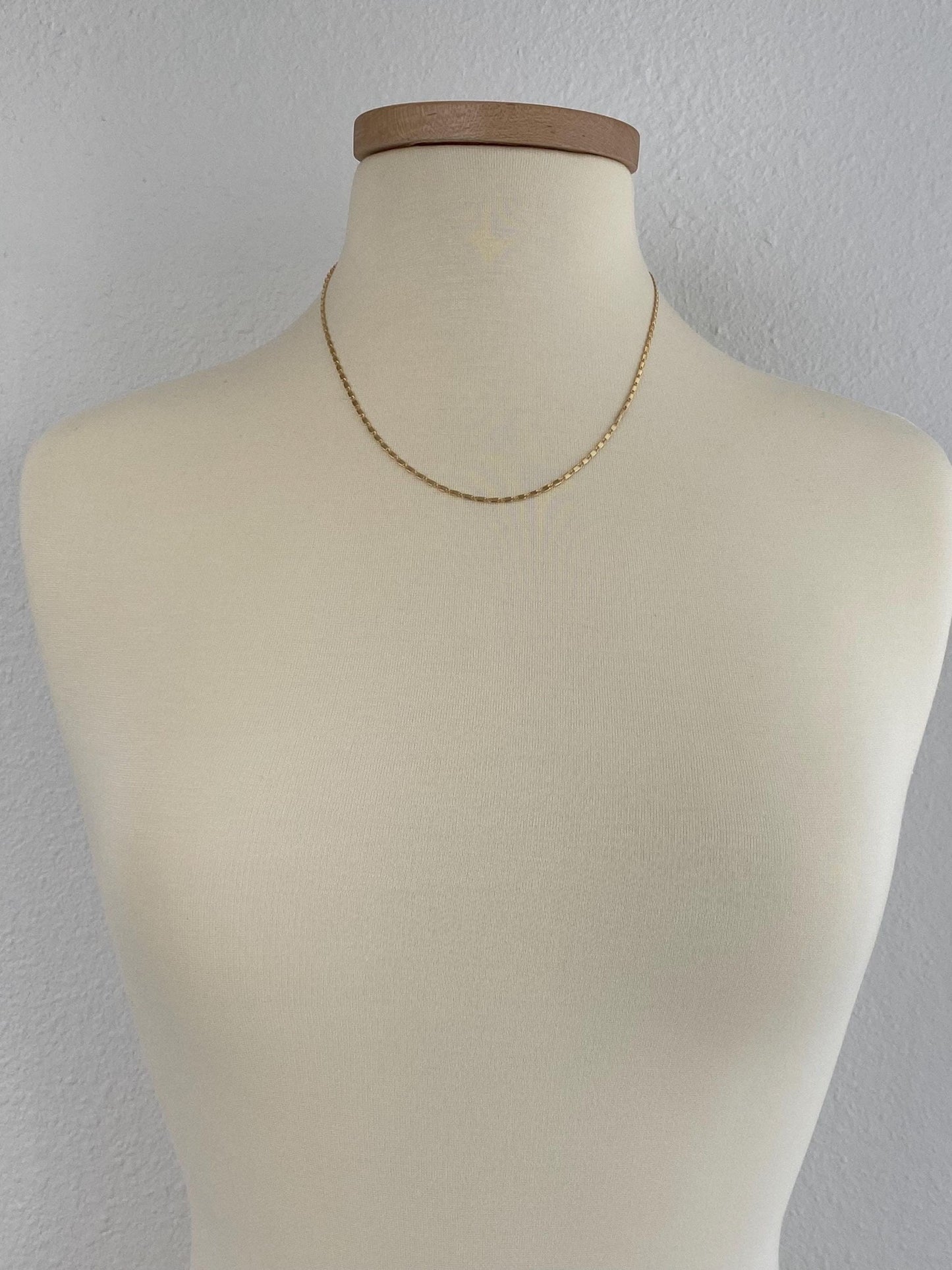 Vintage Solid 14k Yellow Gold Flat Link Chain Necklace - 19.25 inches