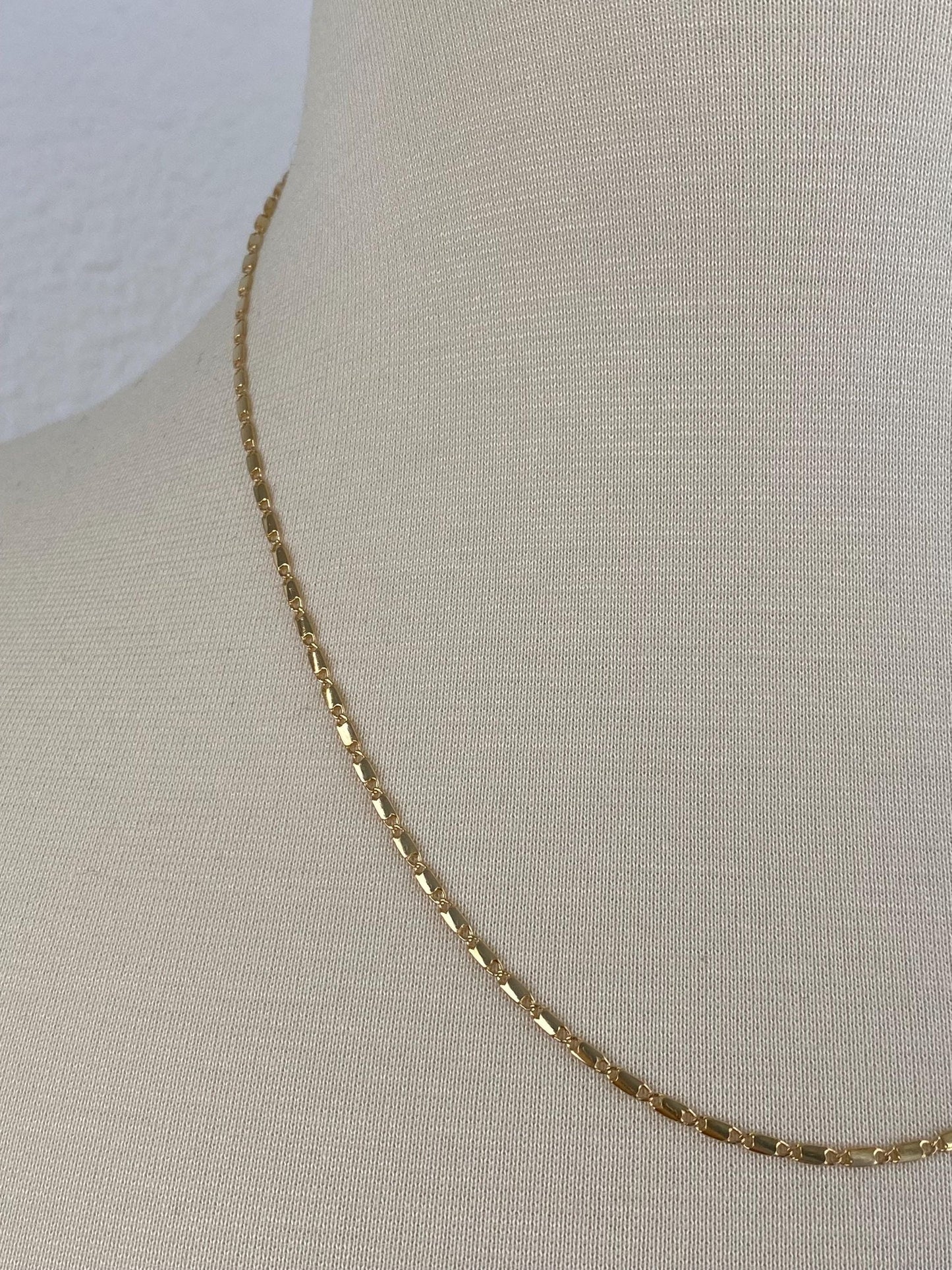 Vintage Solid 14k Yellow Gold Flat Link Chain Necklace - 19.25 inches