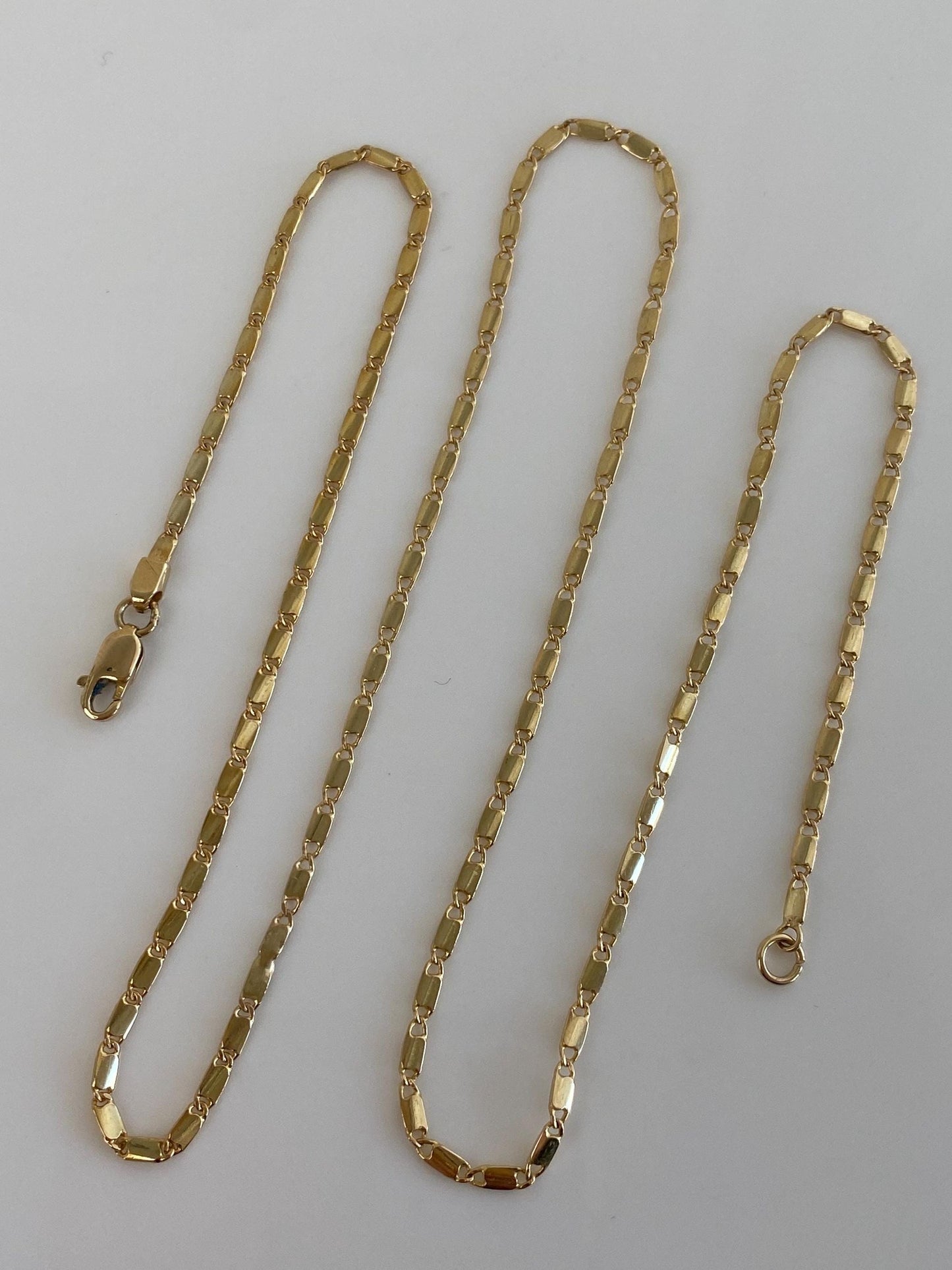 Vintage Solid 14k Yellow Gold Flat Link Chain Necklace - 19.25 inches