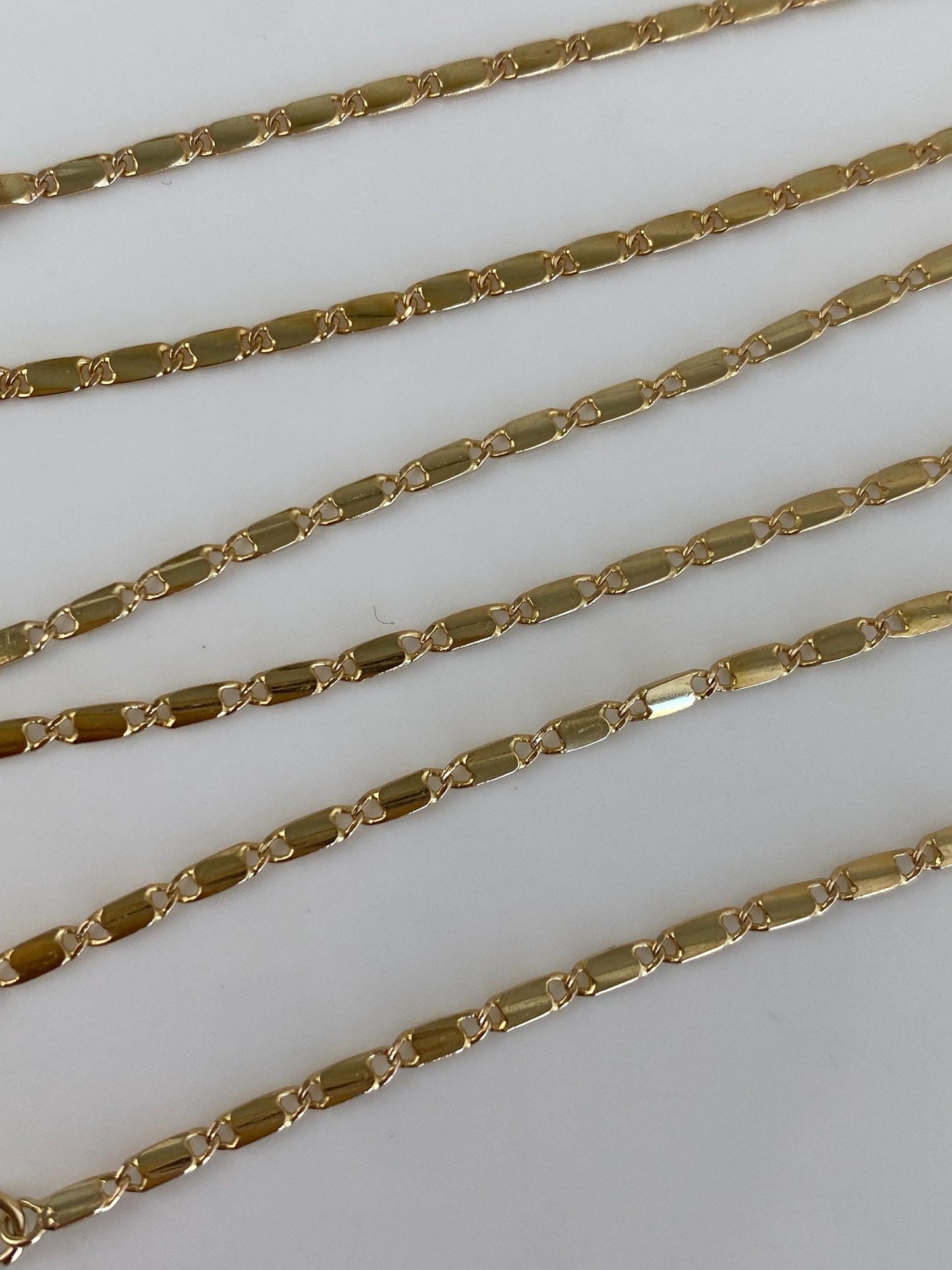 Vintage Solid 14k Yellow Gold Flat Link Chain Necklace - 19.25 inches