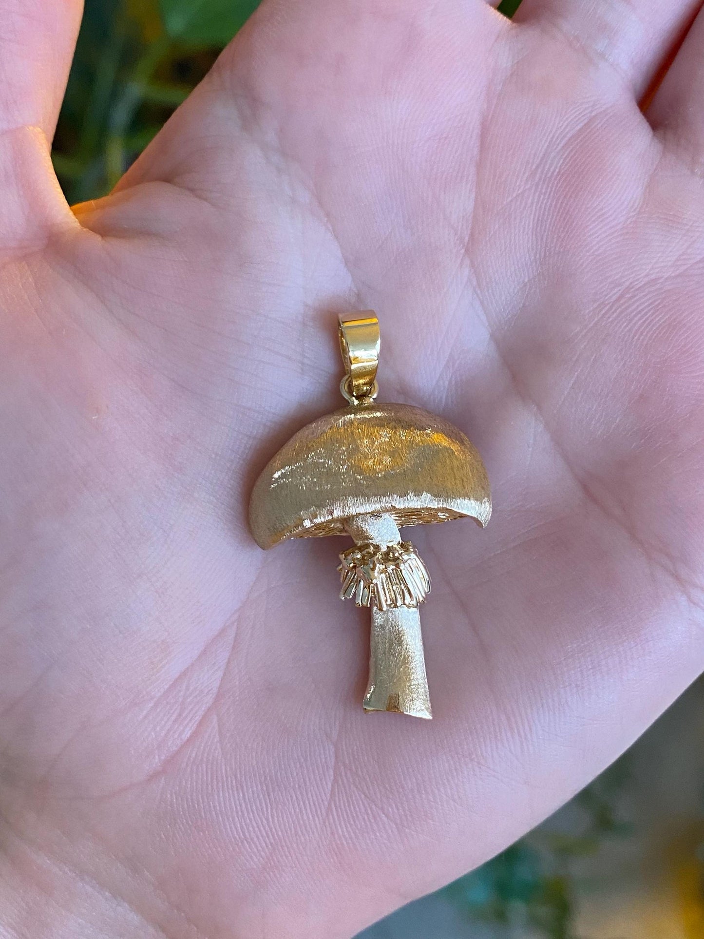 Vintage Solid 14k Yellow Gold Mushroom Pin Conversion Charm