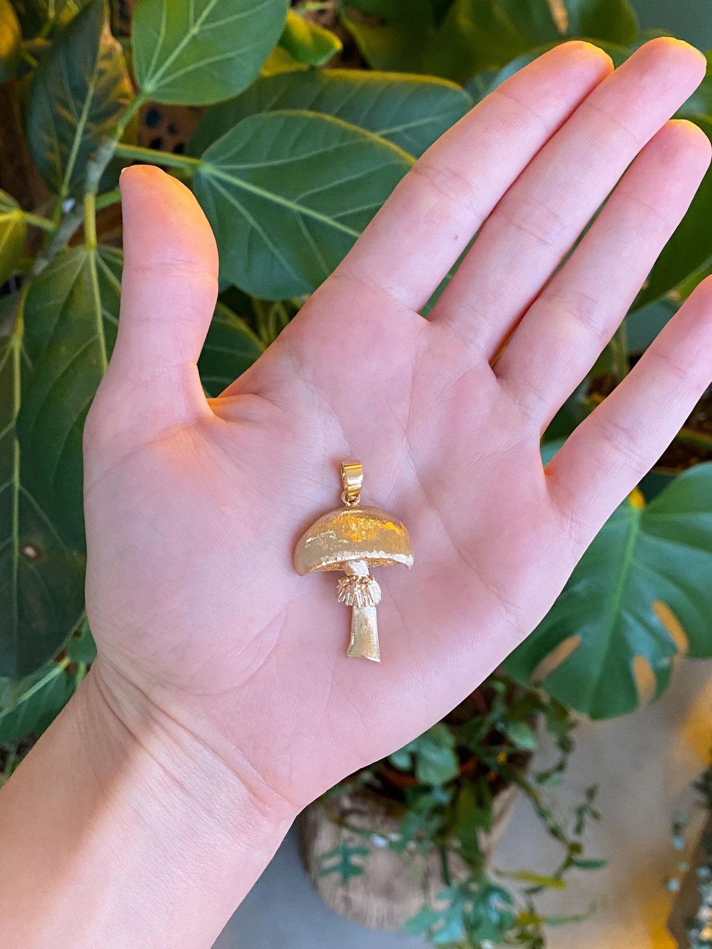 Vintage Solid 14k Yellow Gold Mushroom Pin Conversion Charm