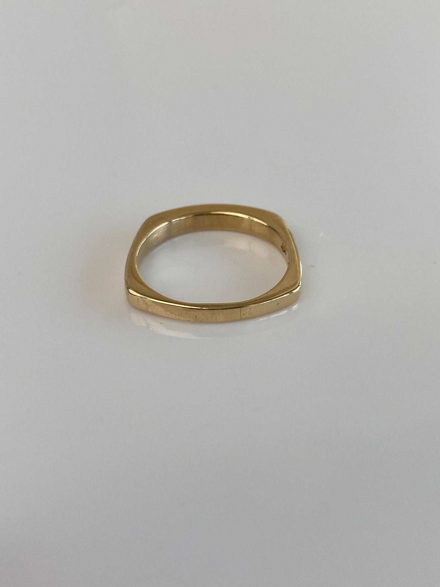 Vintage Solid 14k Yellow Gold Diamond Square Ring Band - Size 6.25