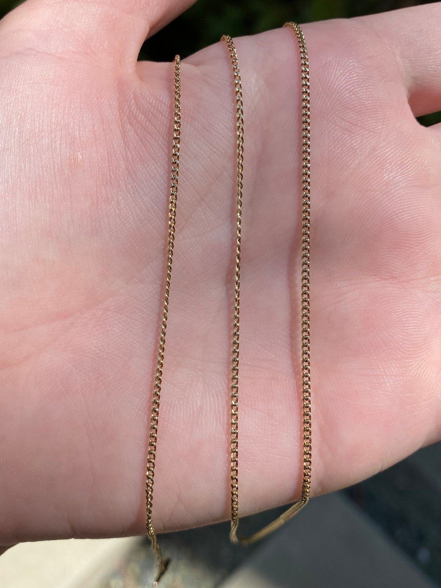 Vintage Solid 18k Yellow Gold Dainty Curb Chain Necklace - 24.25 inches