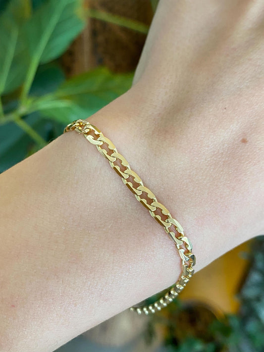 Vintage Solid 14k Yellow Gold Fancy Link Bracelet - 7.75 inches