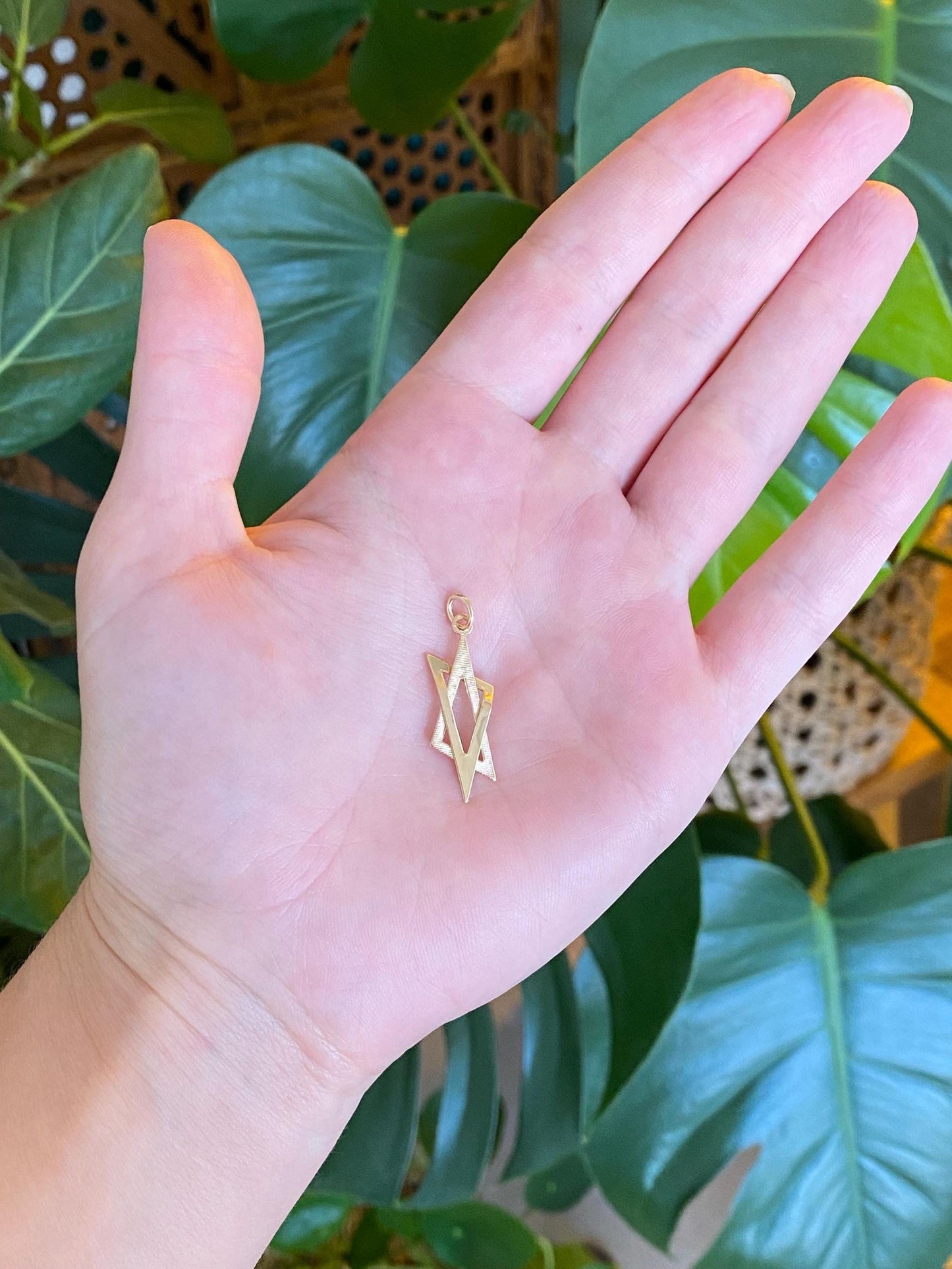 Vintage Solid 14k Yellow Gold Star Of David Charm