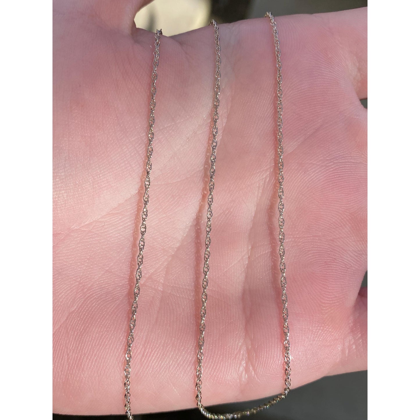 Vintage Solid 14k White Gold Dainty Chain Necklace - 16.75 inches