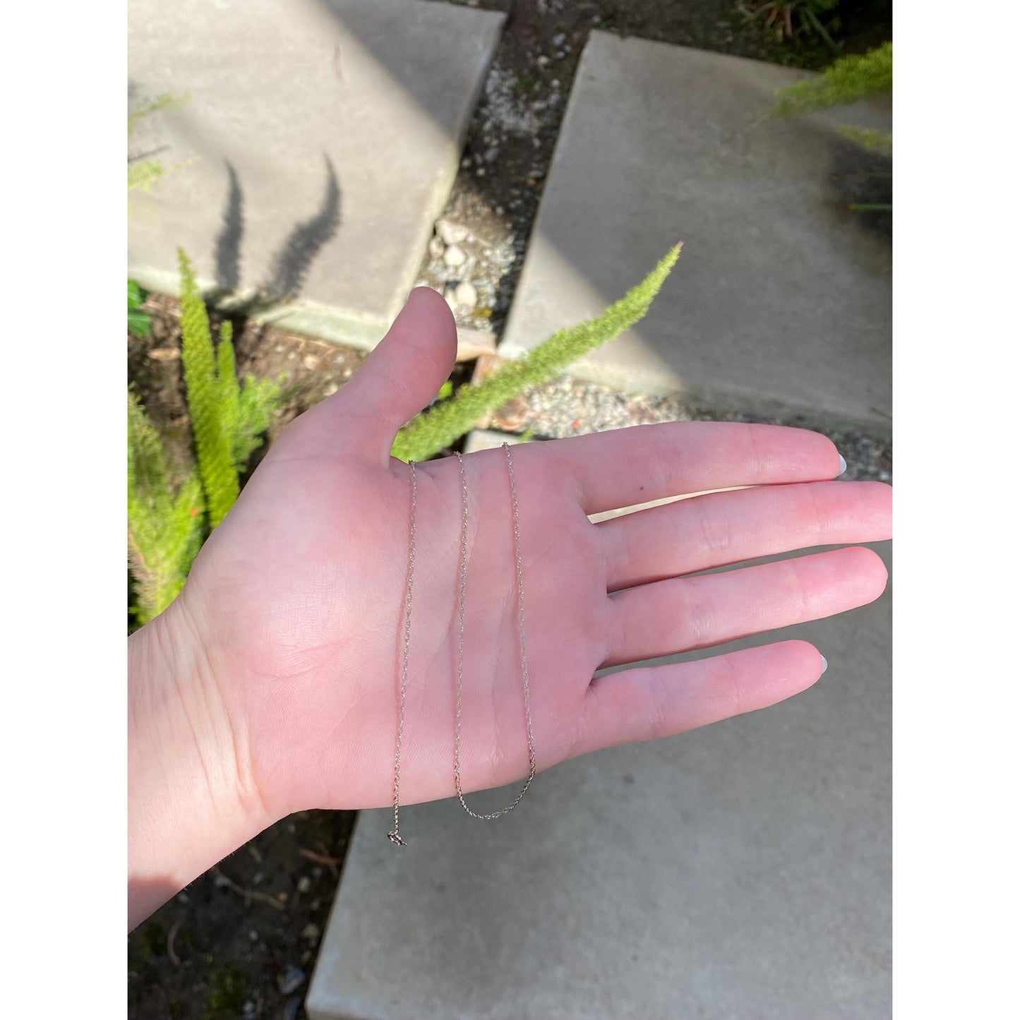 Vintage Solid 14k White Gold Dainty Chain Necklace - 16.75 inches