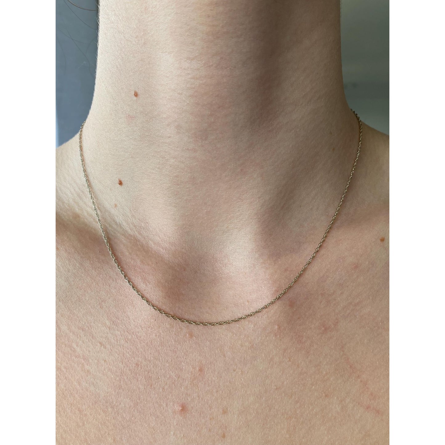 Vintage Solid 14k White Gold Dainty Chain Necklace - 16.75 inches