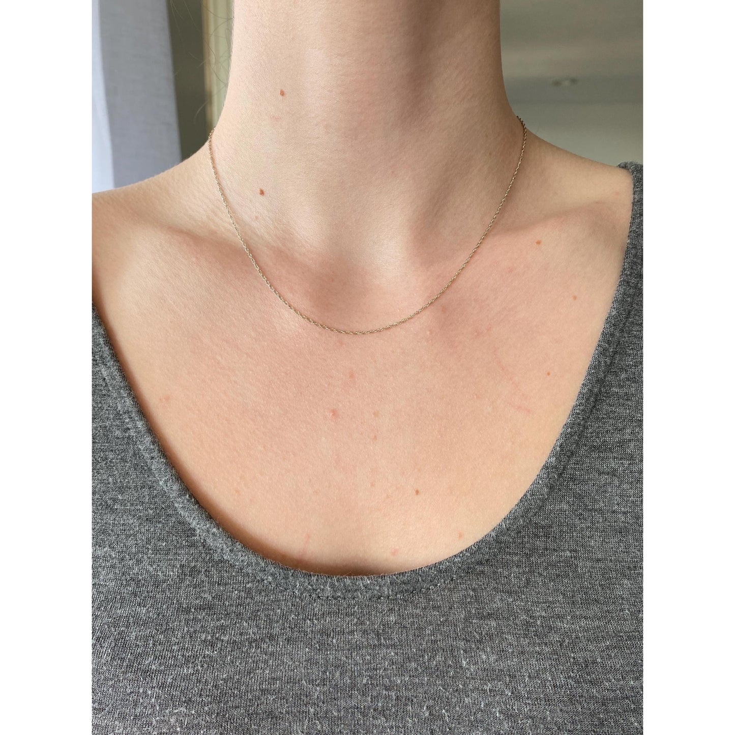 Vintage Solid 14k White Gold Dainty Chain Necklace - 16.75 inches