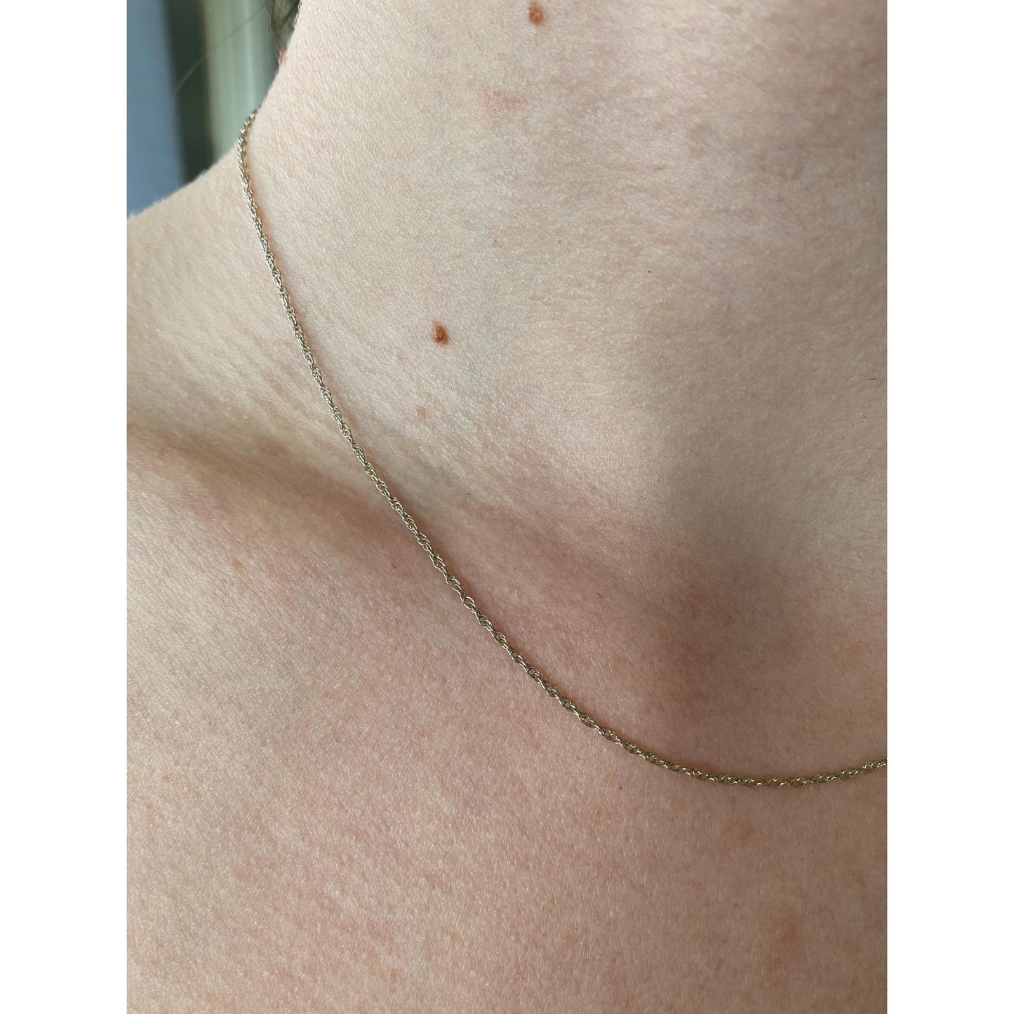 Vintage Solid 14k White Gold Dainty Chain Necklace - 16.75 inches