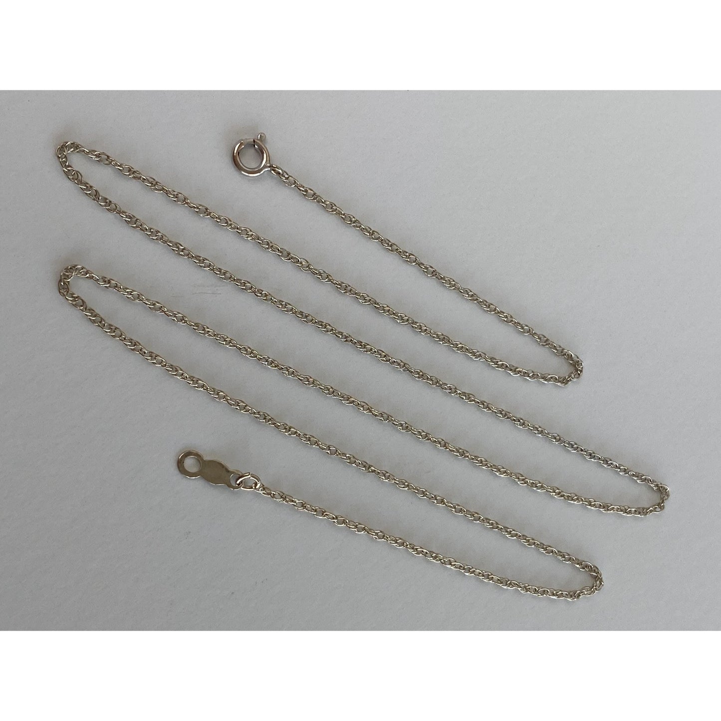 Vintage Solid 14k White Gold Dainty Chain Necklace - 16.75 inches