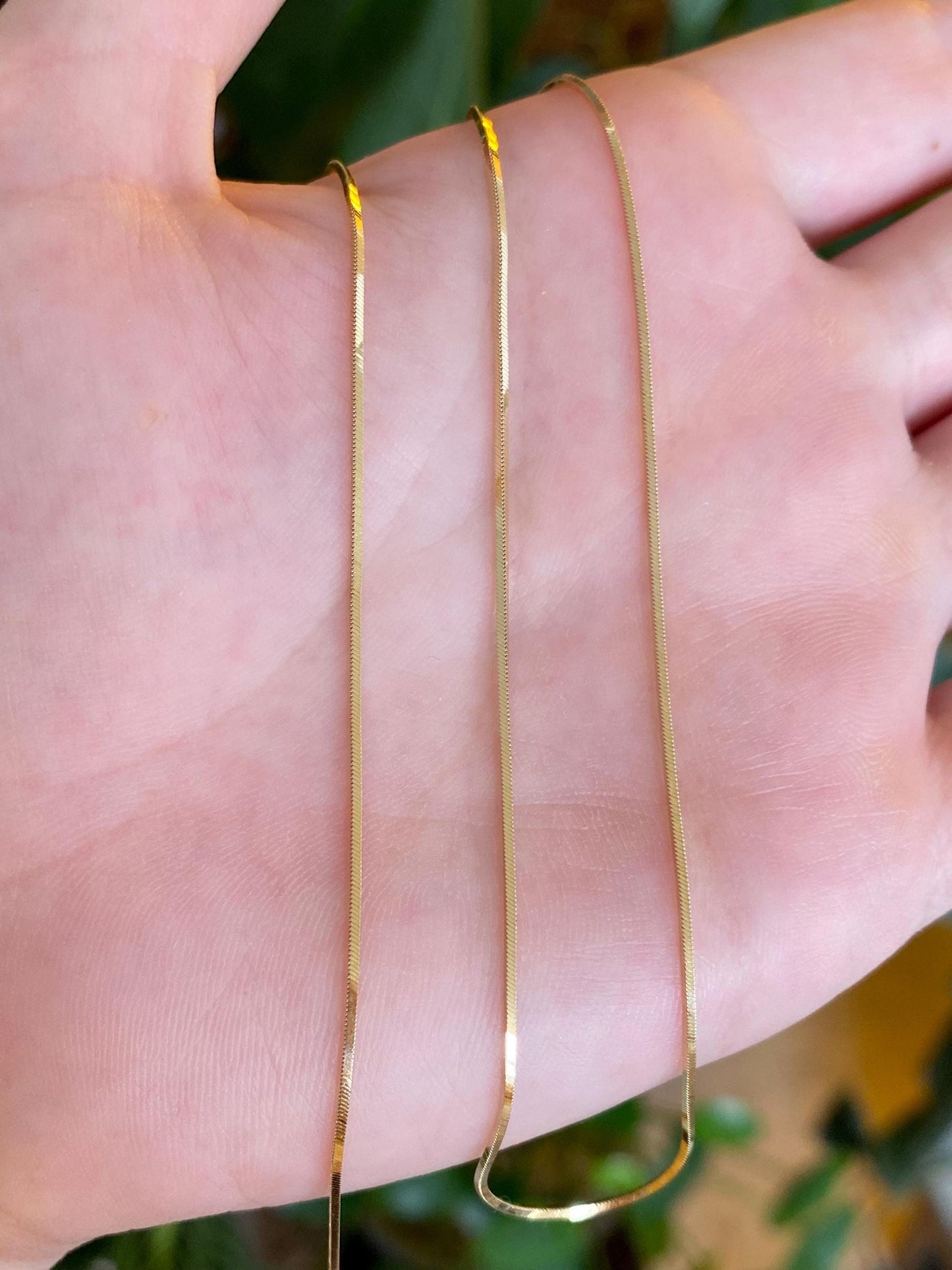 Vintage Solid 14k Yellow Gold Square Snake Chain Necklace - 18 inches