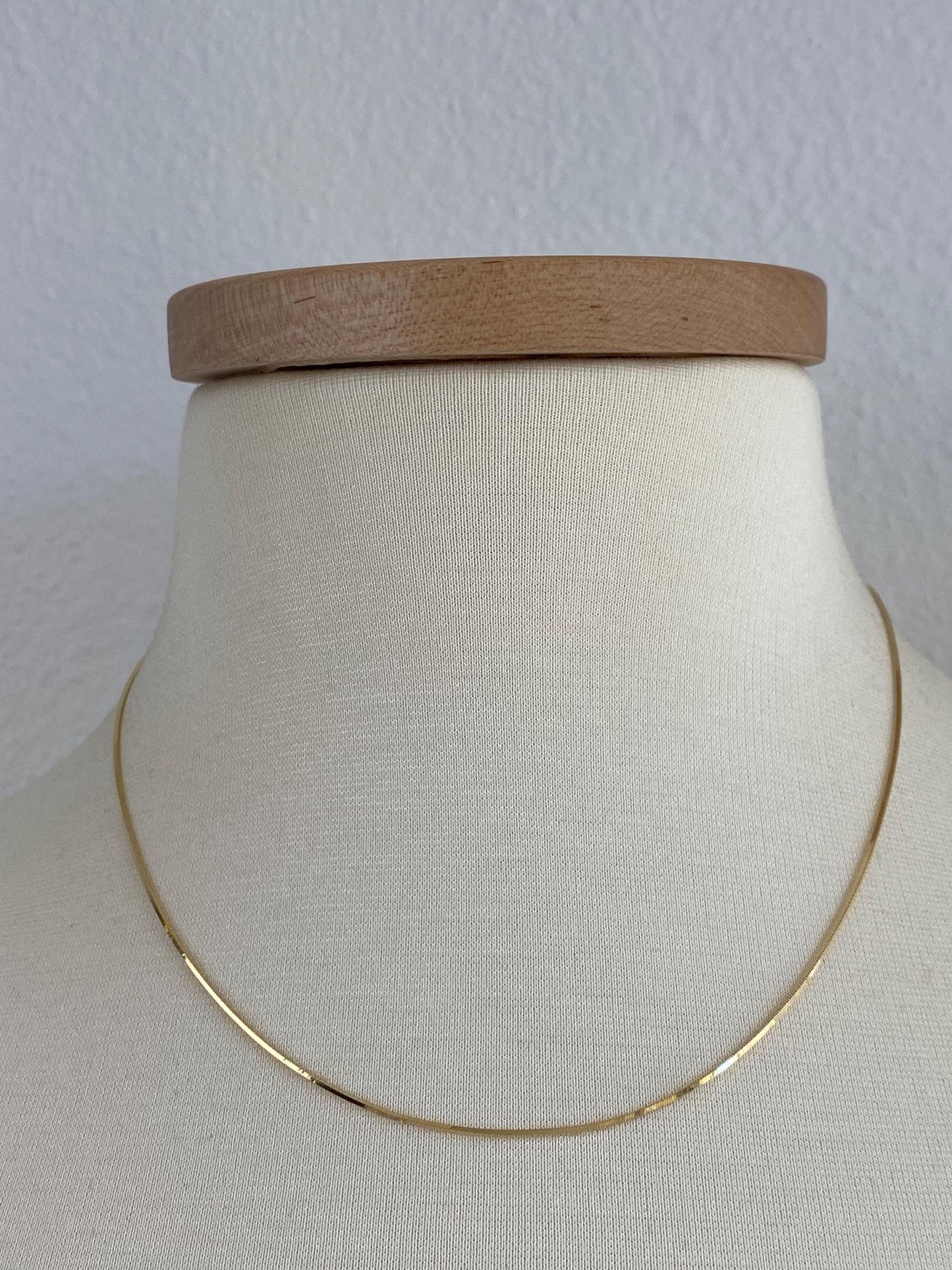 Vintage Solid 14k Yellow Gold Square Snake Chain Necklace - 18 inches