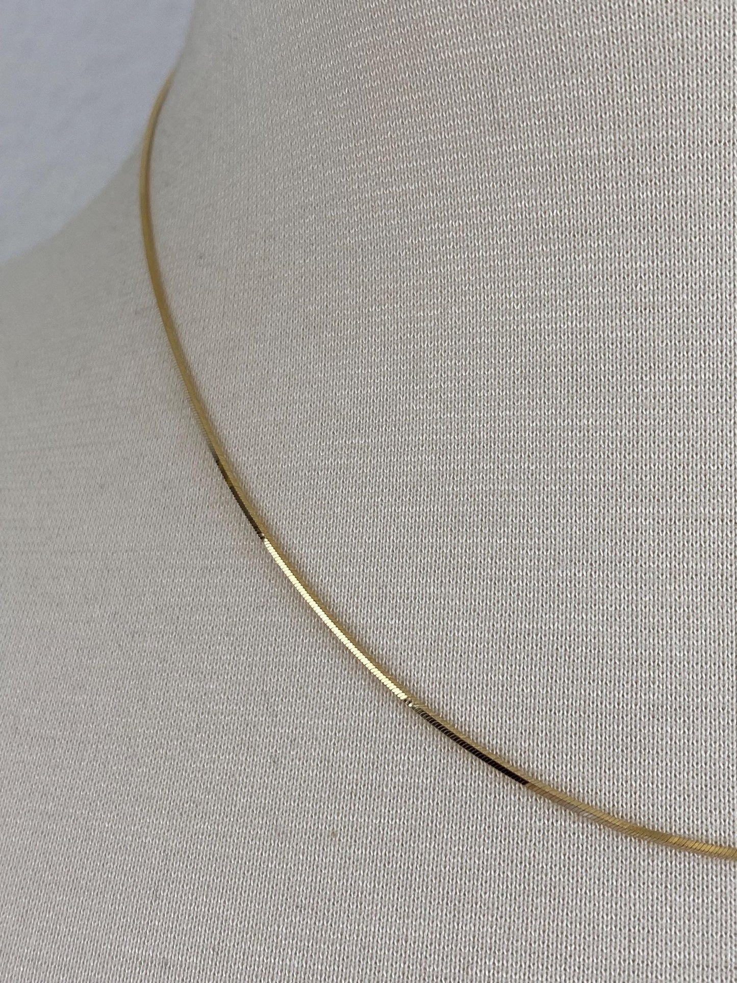 Vintage Solid 14k Yellow Gold Square Snake Chain Necklace - 18 inches