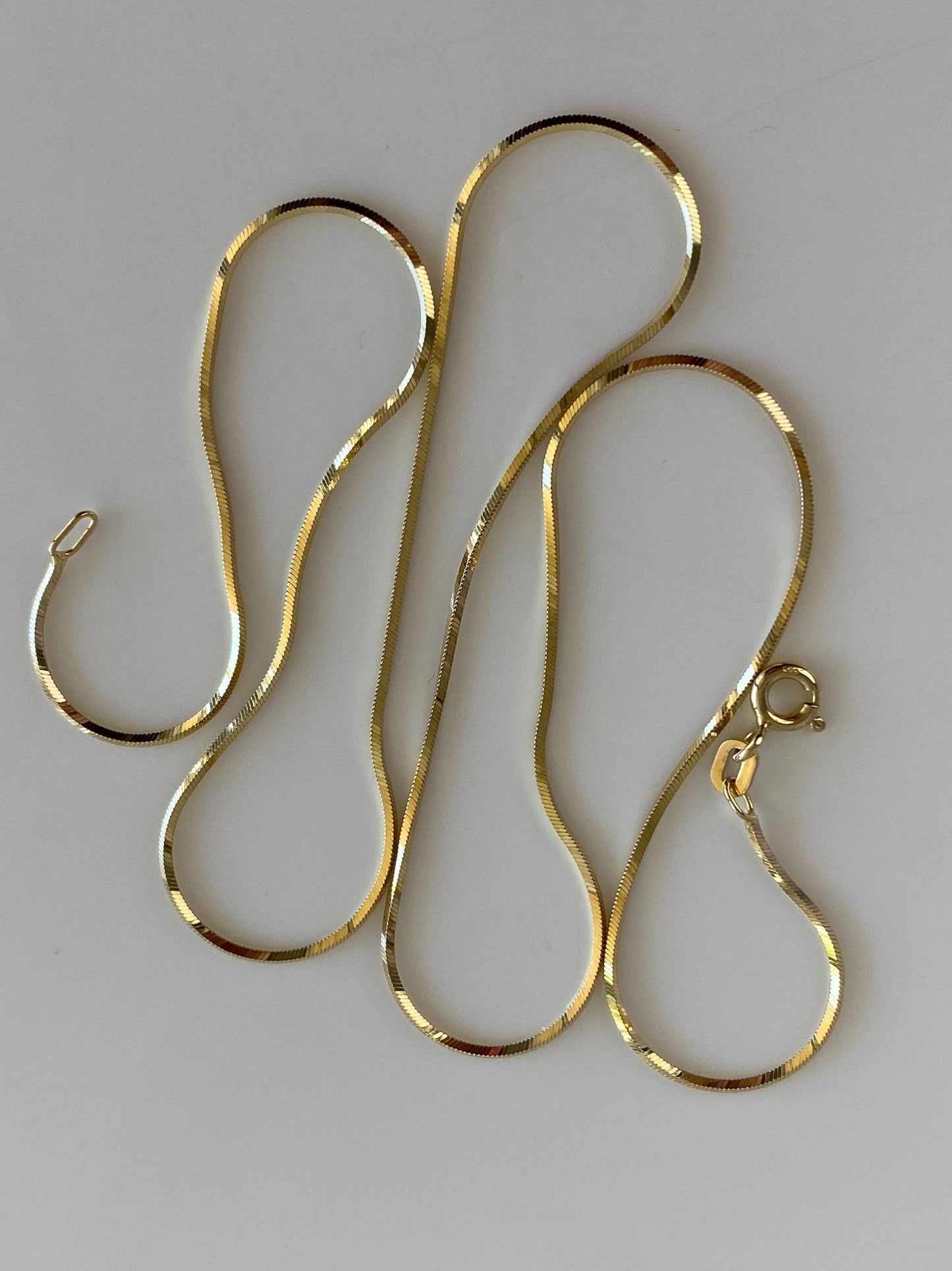 Vintage Solid 14k Yellow Gold Square Snake Chain Necklace - 18 inches