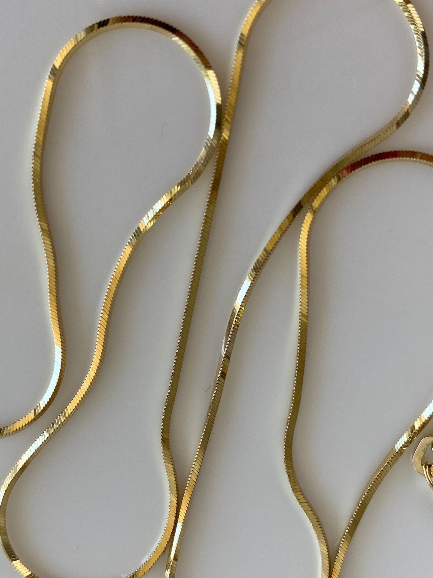 Vintage Solid 14k Yellow Gold Square Snake Chain Necklace - 18 inches