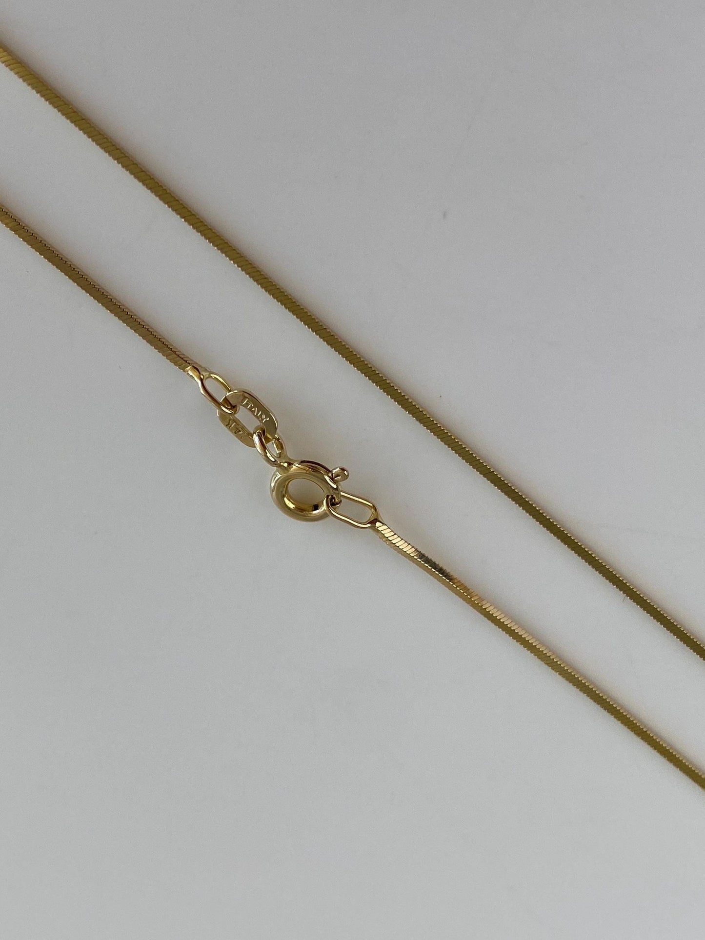 Vintage Solid 14k Yellow Gold Square Snake Chain Necklace - 18 inches