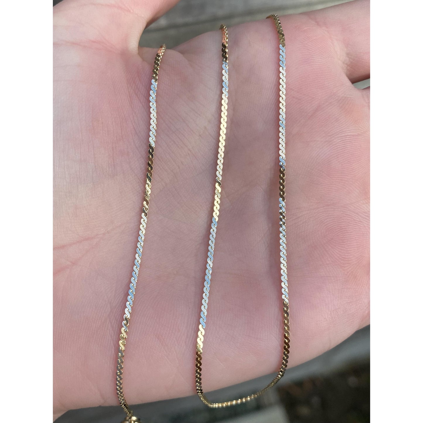 Vintage Solid 14k Yellow Gold Serpentine Chain Necklace - 18 inches