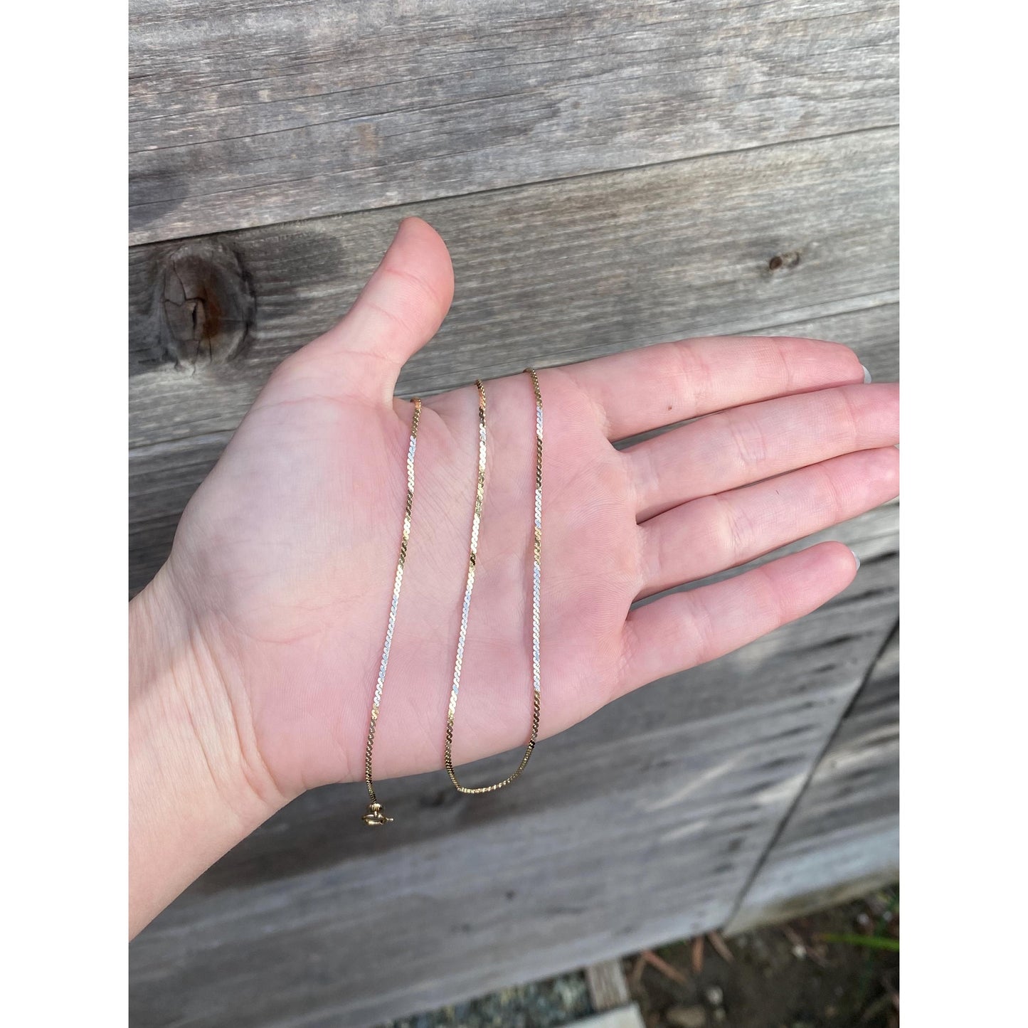 Vintage Solid 14k Yellow Gold Serpentine Chain Necklace - 18 inches