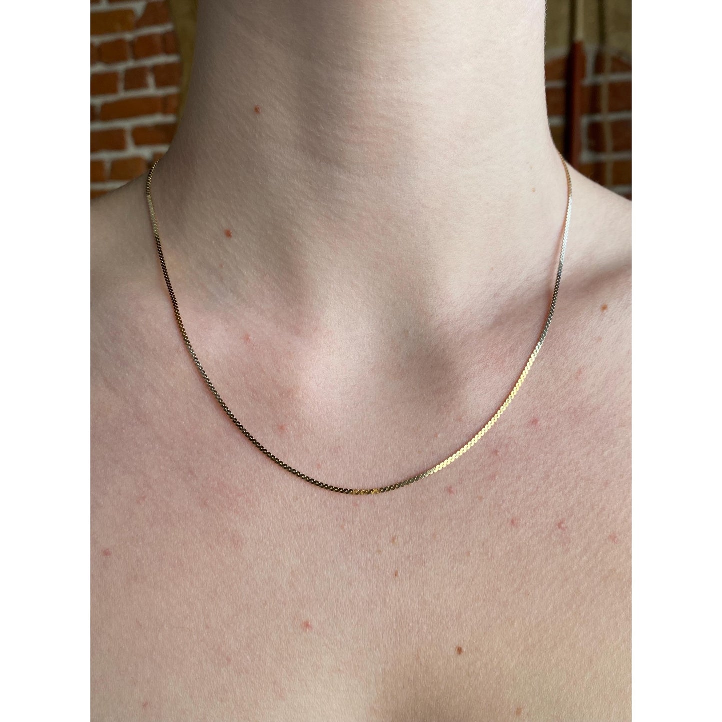Vintage Solid 14k Yellow Gold Serpentine Chain Necklace - 18 inches