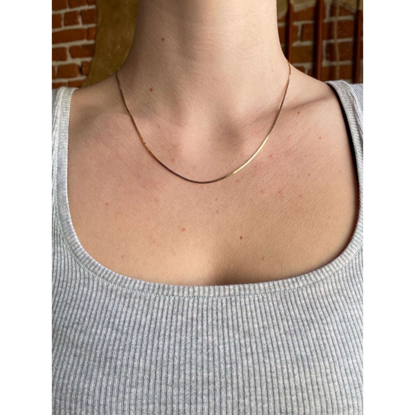 Vintage Solid 14k Yellow Gold Serpentine Chain Necklace - 18 inches