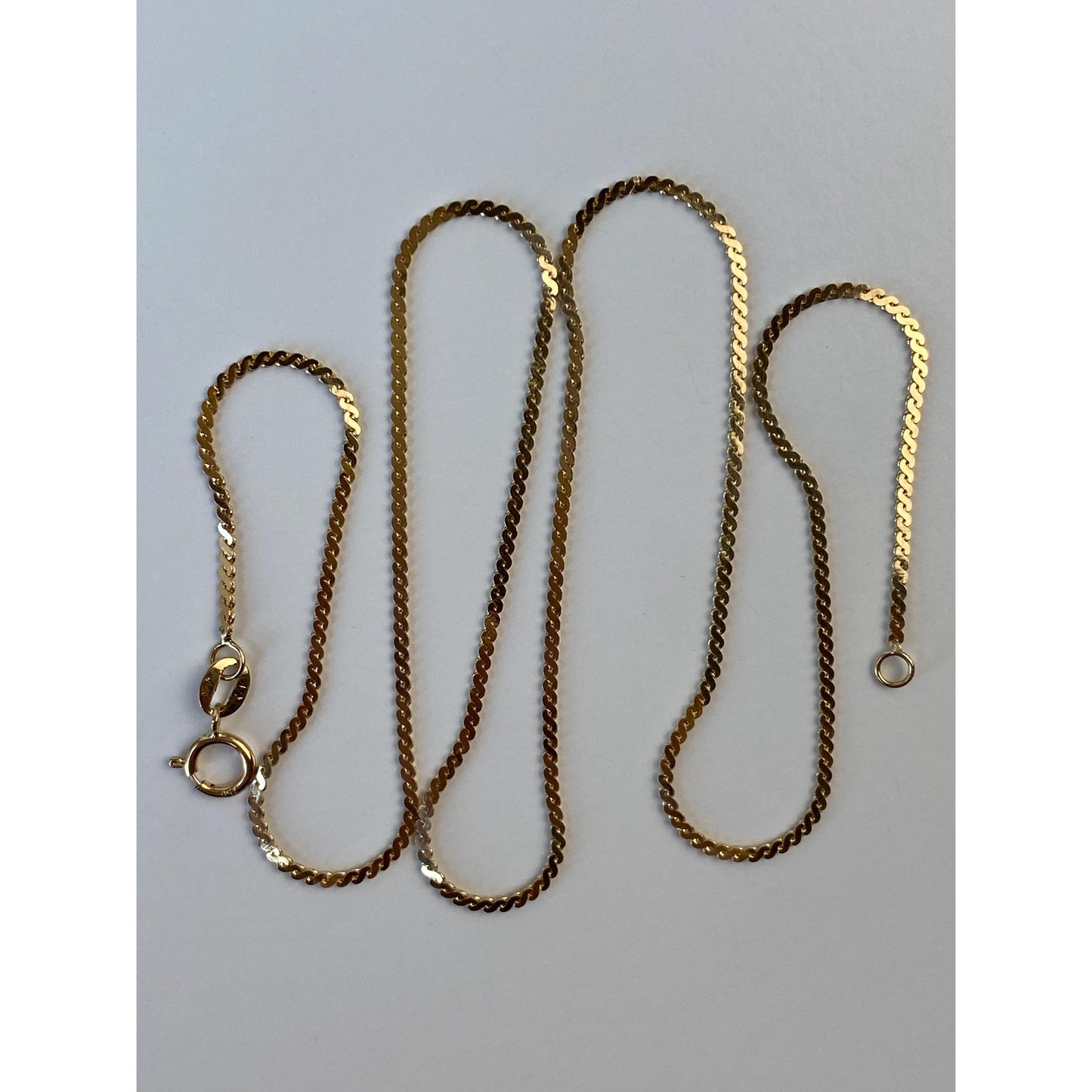Vintage Solid 14k Yellow Gold Serpentine Chain Necklace - 18 inches