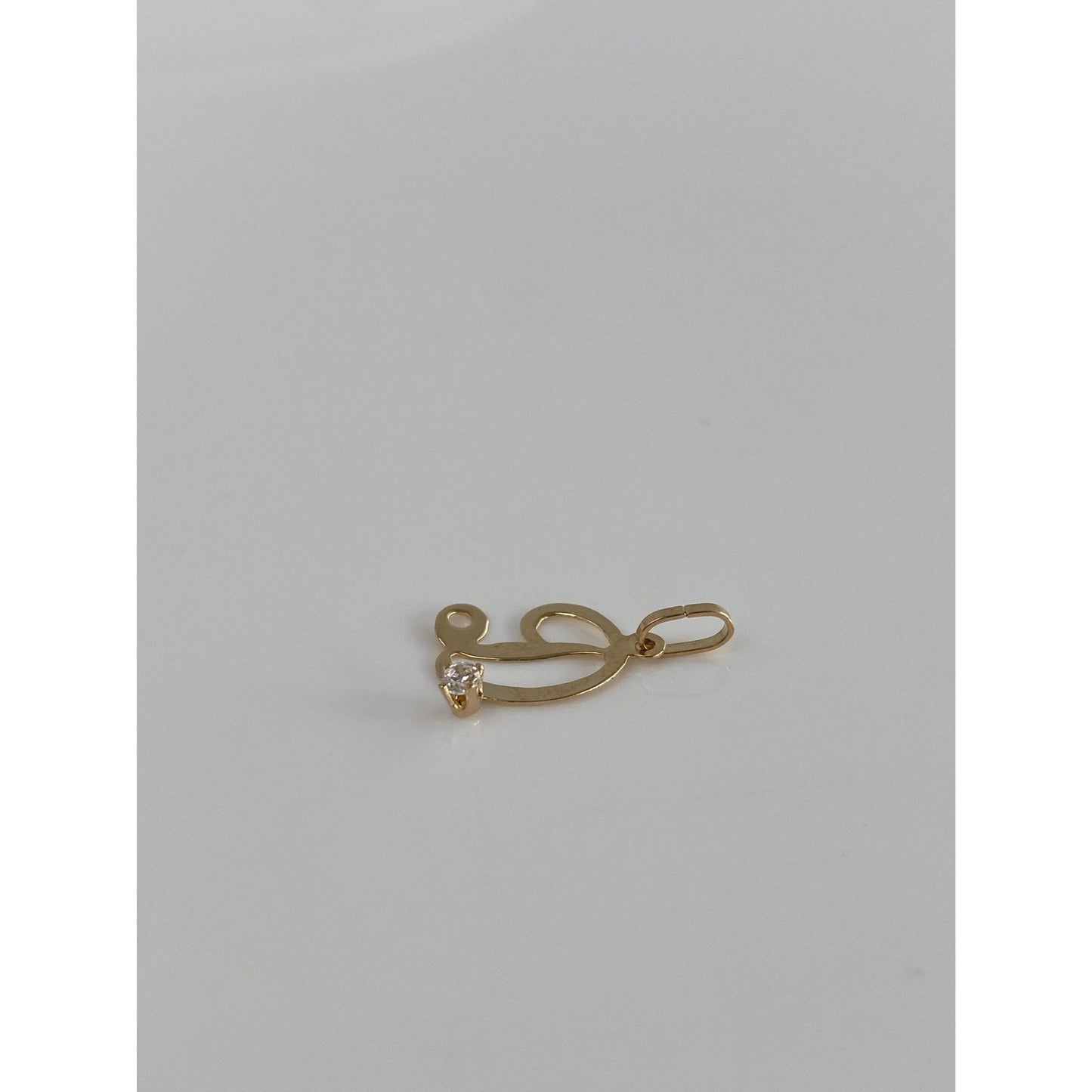 Solid 14k Yellow Gold Cubic Zirconia Initial 'D' Charm