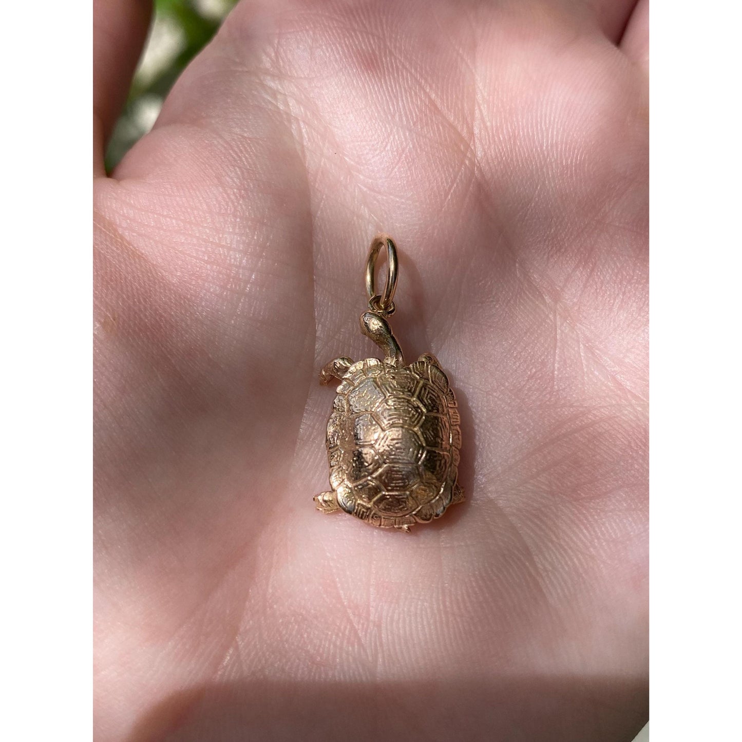 Vintage Solid 14k Yellow Gold Turtle Tortoise Charm