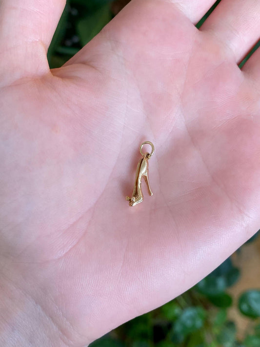 Vintage Solid 14k Yellow Gold High Heel Charm