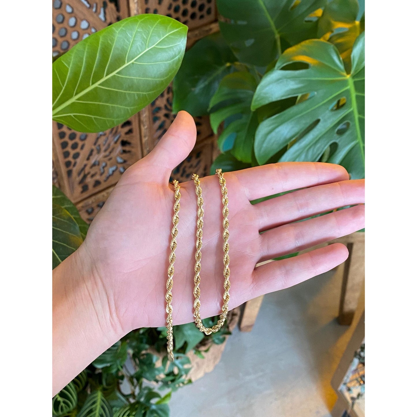 Vintage Solid 14k Yellow Gold Rope Chain Necklace - 18 inches