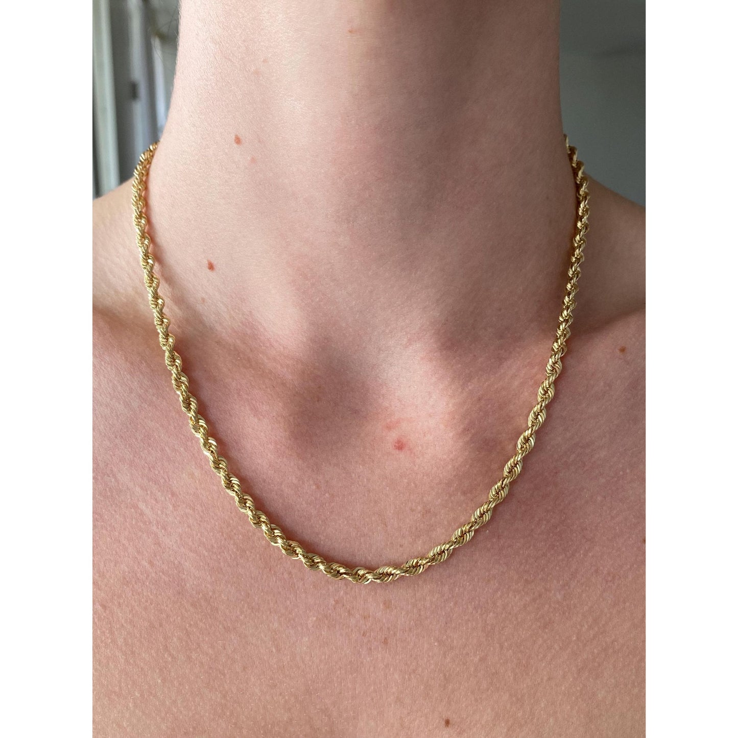 Vintage Solid 14k Yellow Gold Rope Chain Necklace - 18 inches