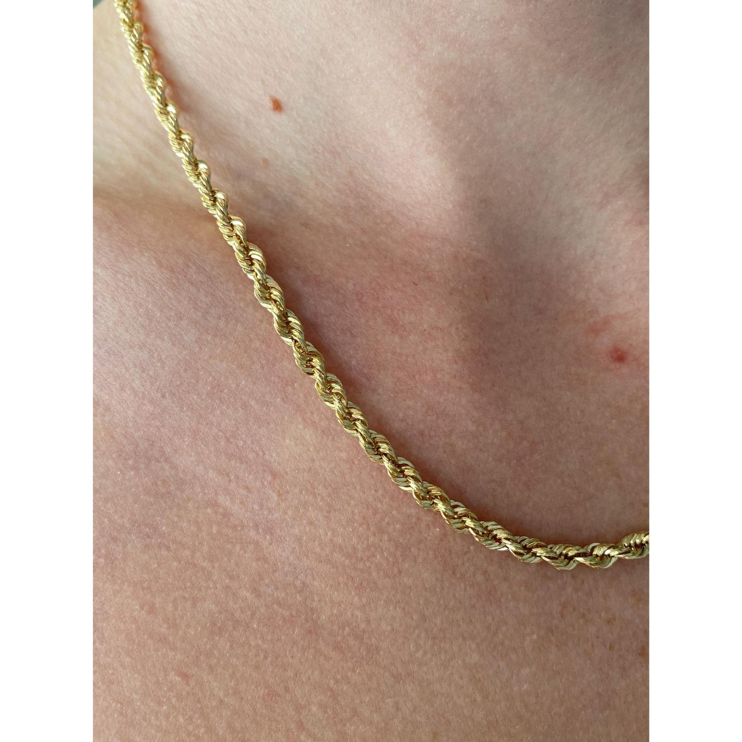 Vintage Solid 14k Yellow Gold Rope Chain Necklace - 18 inches
