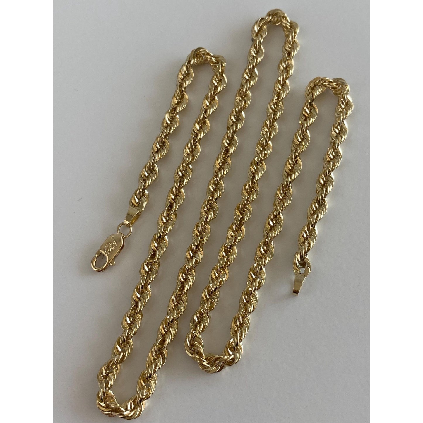 Vintage Solid 14k Yellow Gold Rope Chain Necklace - 18 inches