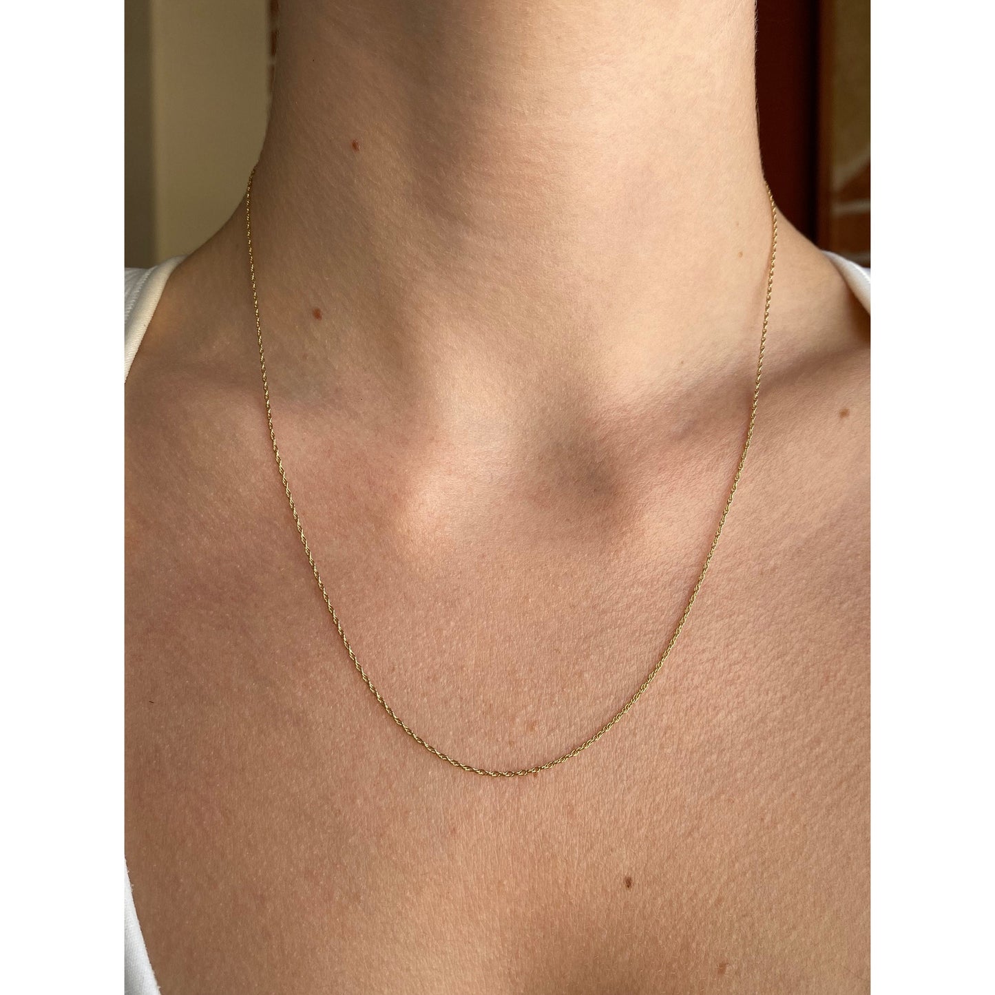 Vintage Solid 14k Yellow Gold Dainty Chain Necklace - 18.75 inches