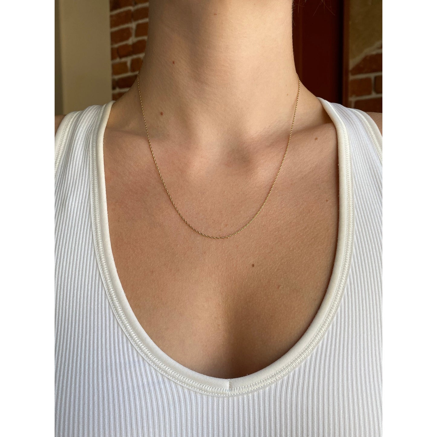 Vintage Solid 14k Yellow Gold Dainty Chain Necklace - 18.75 inches