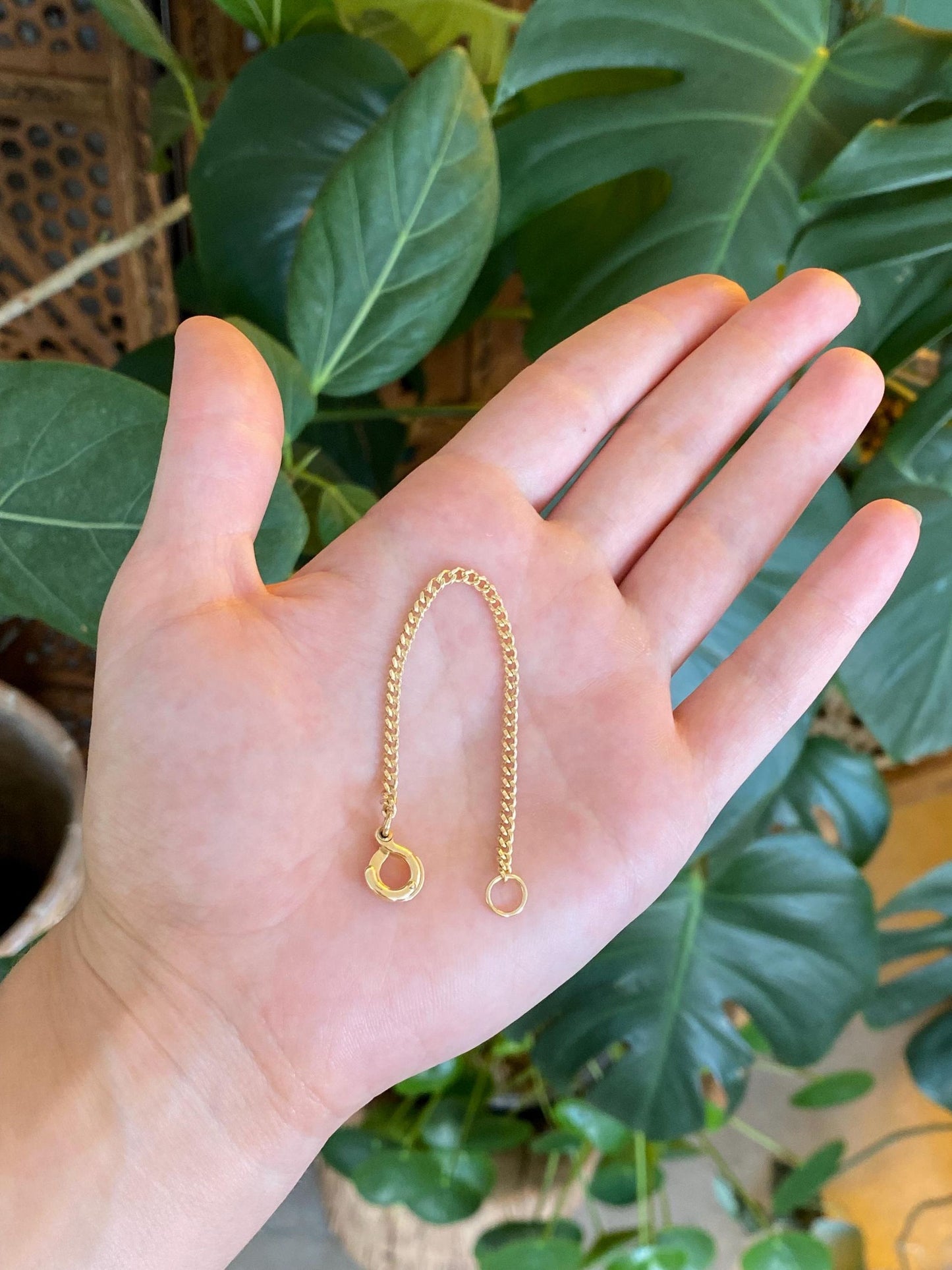 Vintage Solid 14k Yellow Gold Curb Chain Extender Chain - 4.5 inches