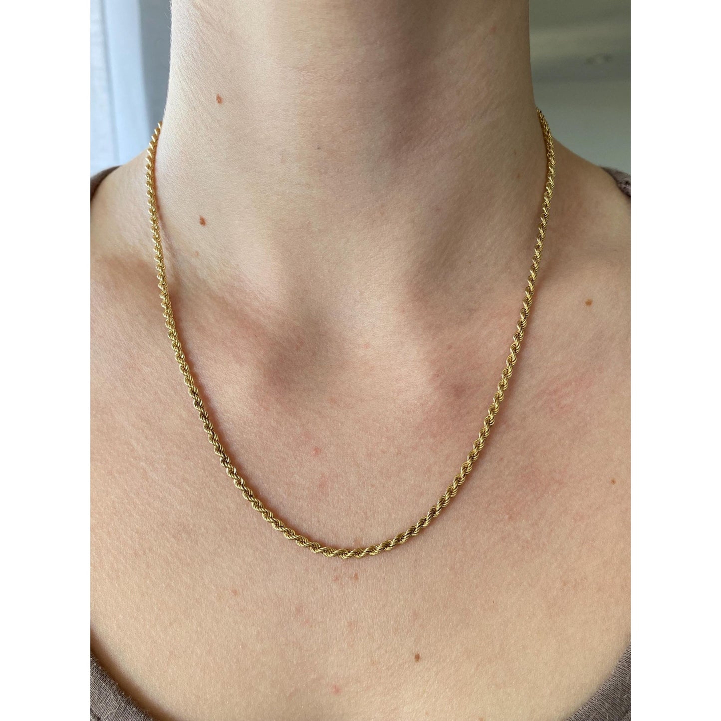 Vintage Solid 14k Yellow Gold Rope Chain Necklace - 18.25 inches