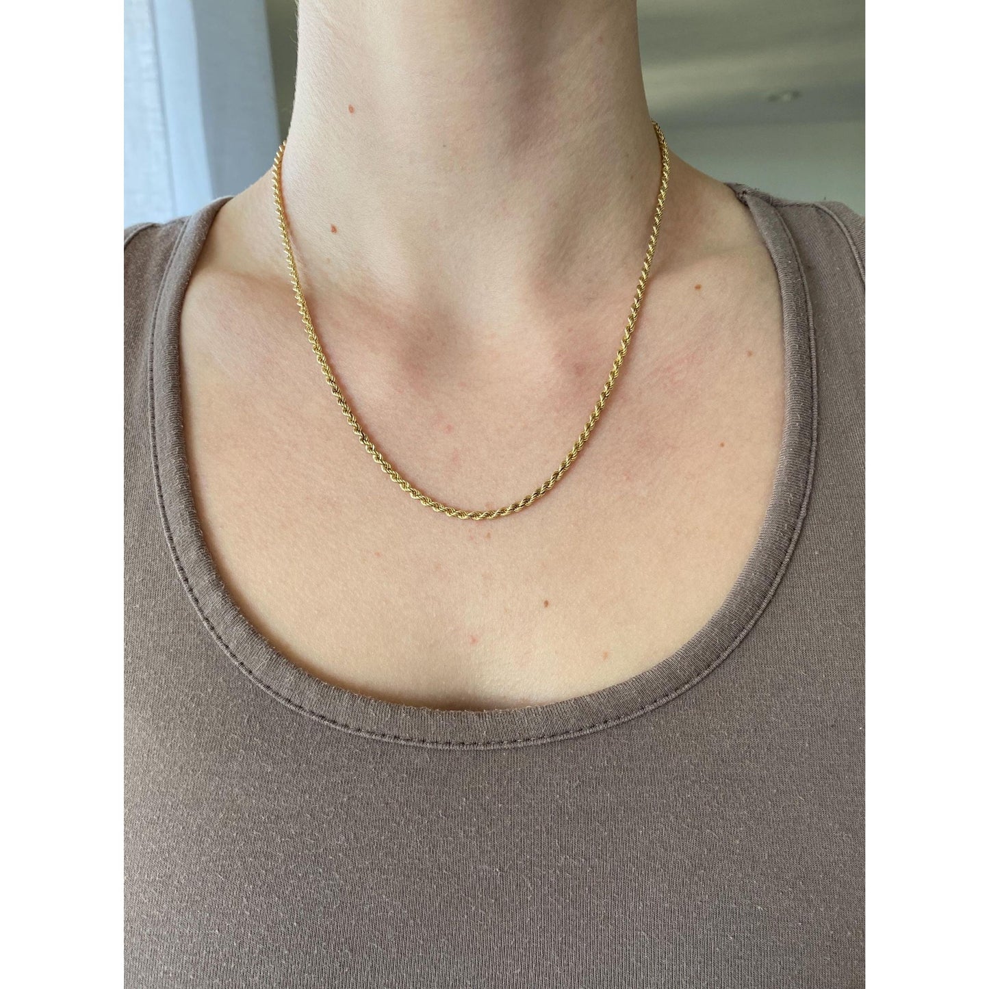 Vintage Solid 14k Yellow Gold Rope Chain Necklace - 18.25 inches