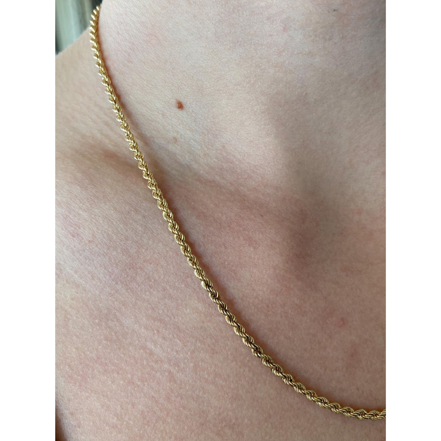Vintage Solid 14k Yellow Gold Rope Chain Necklace - 18.25 inches