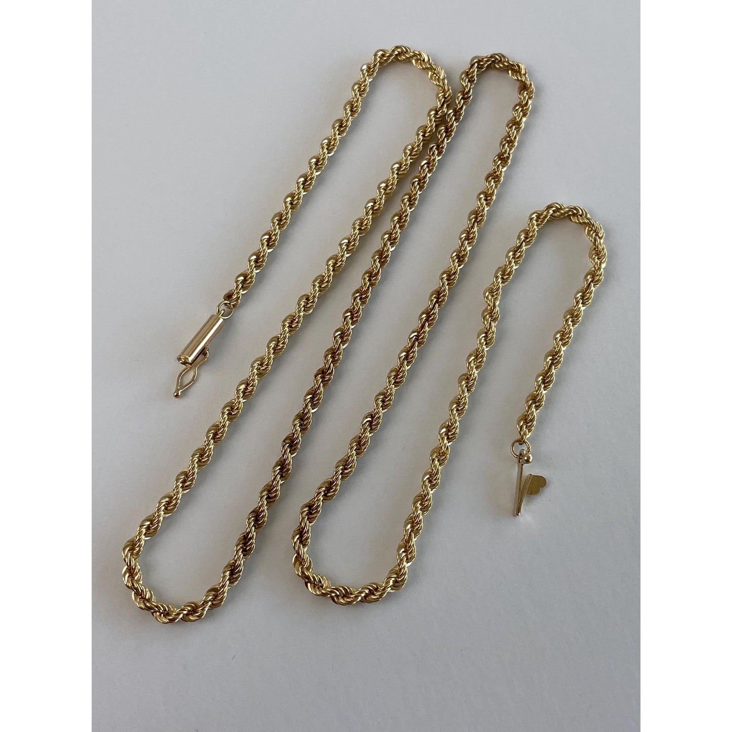 Vintage Solid 14k Yellow Gold Rope Chain Necklace - 18.25 inches