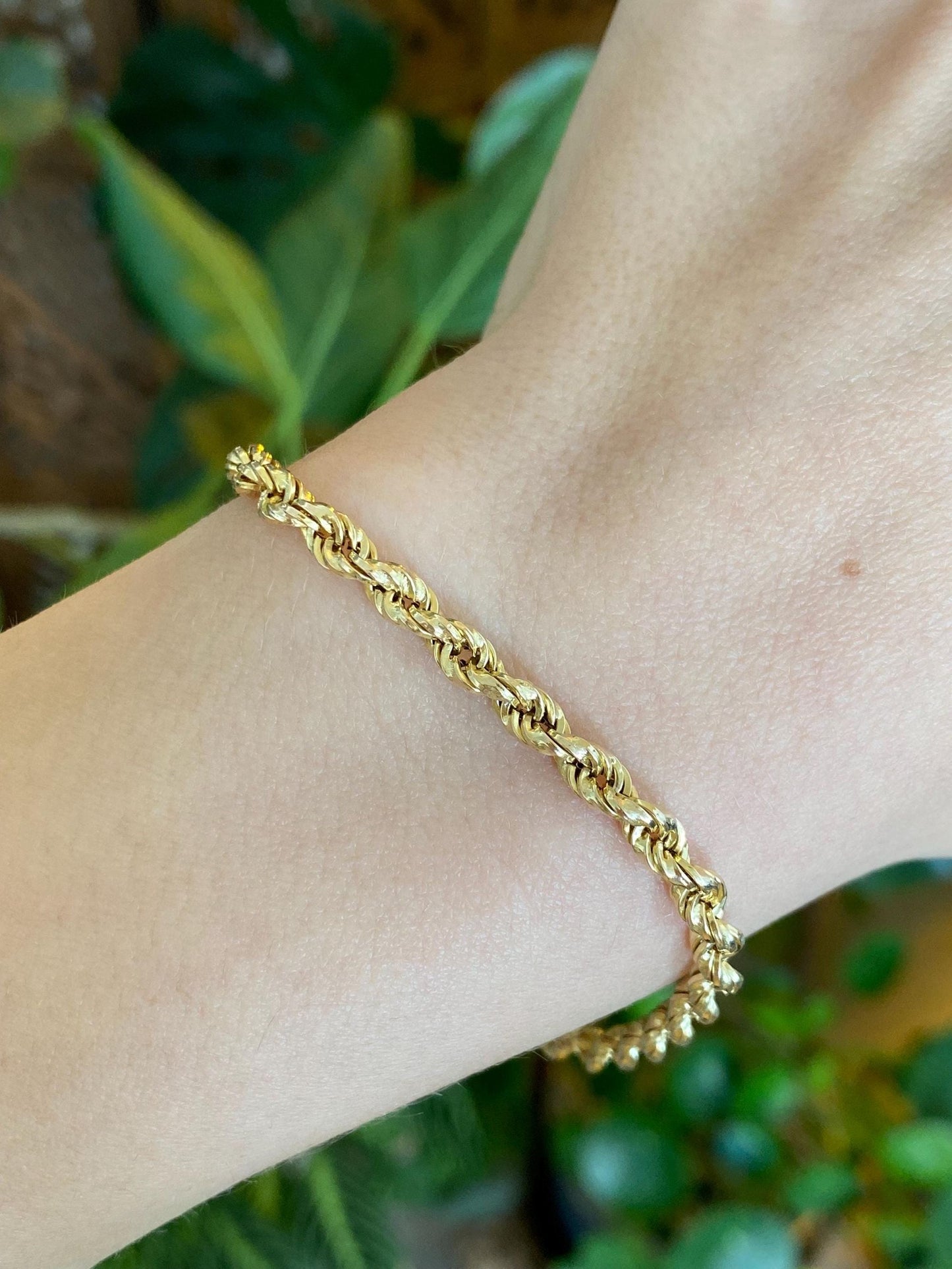 Vintage 10k Yellow Gold Rope Chain Bracelet - 7.25 inches