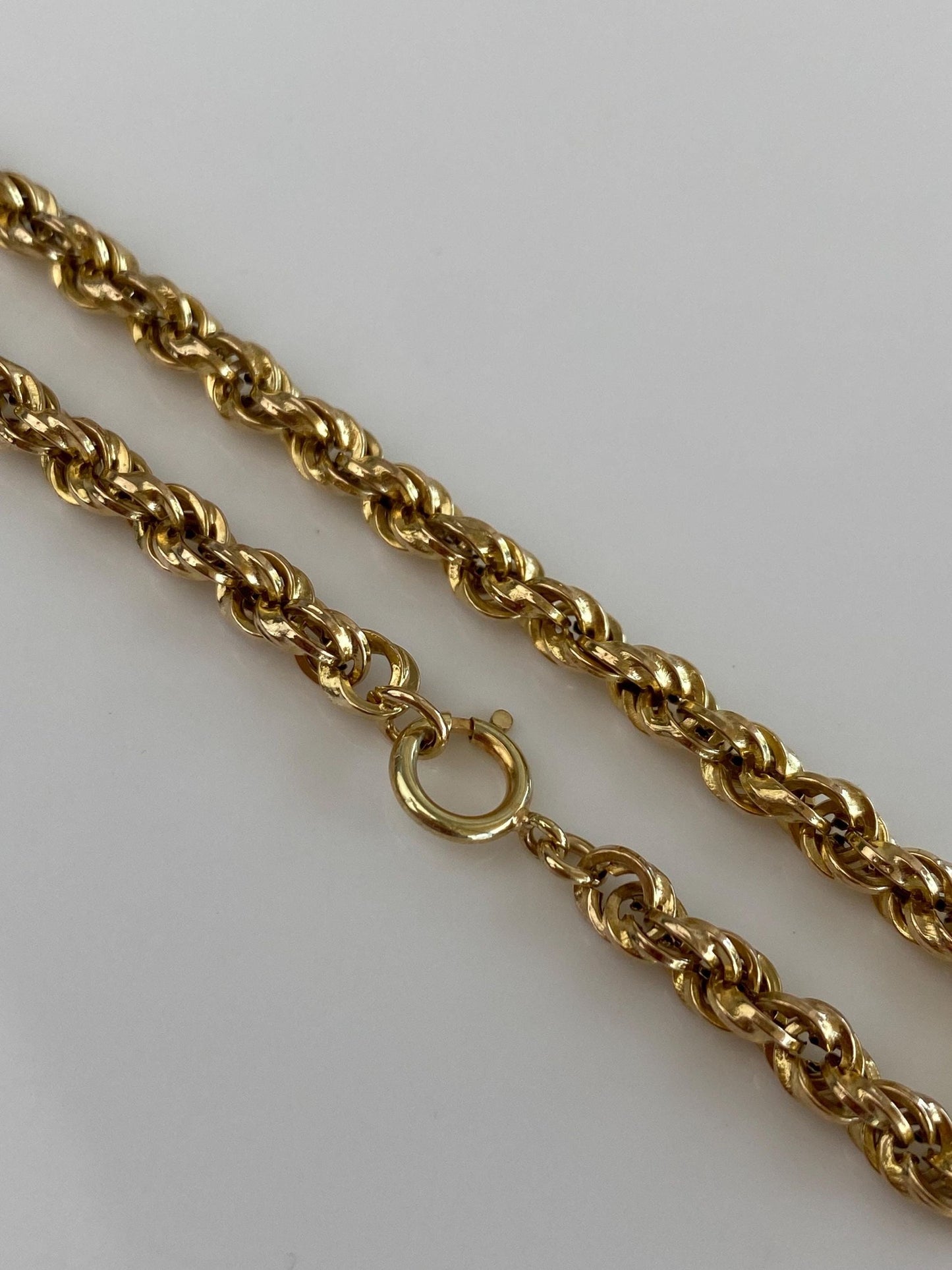 Vintage 10k Yellow Gold Rope Chain Bracelet - 7.25 inches