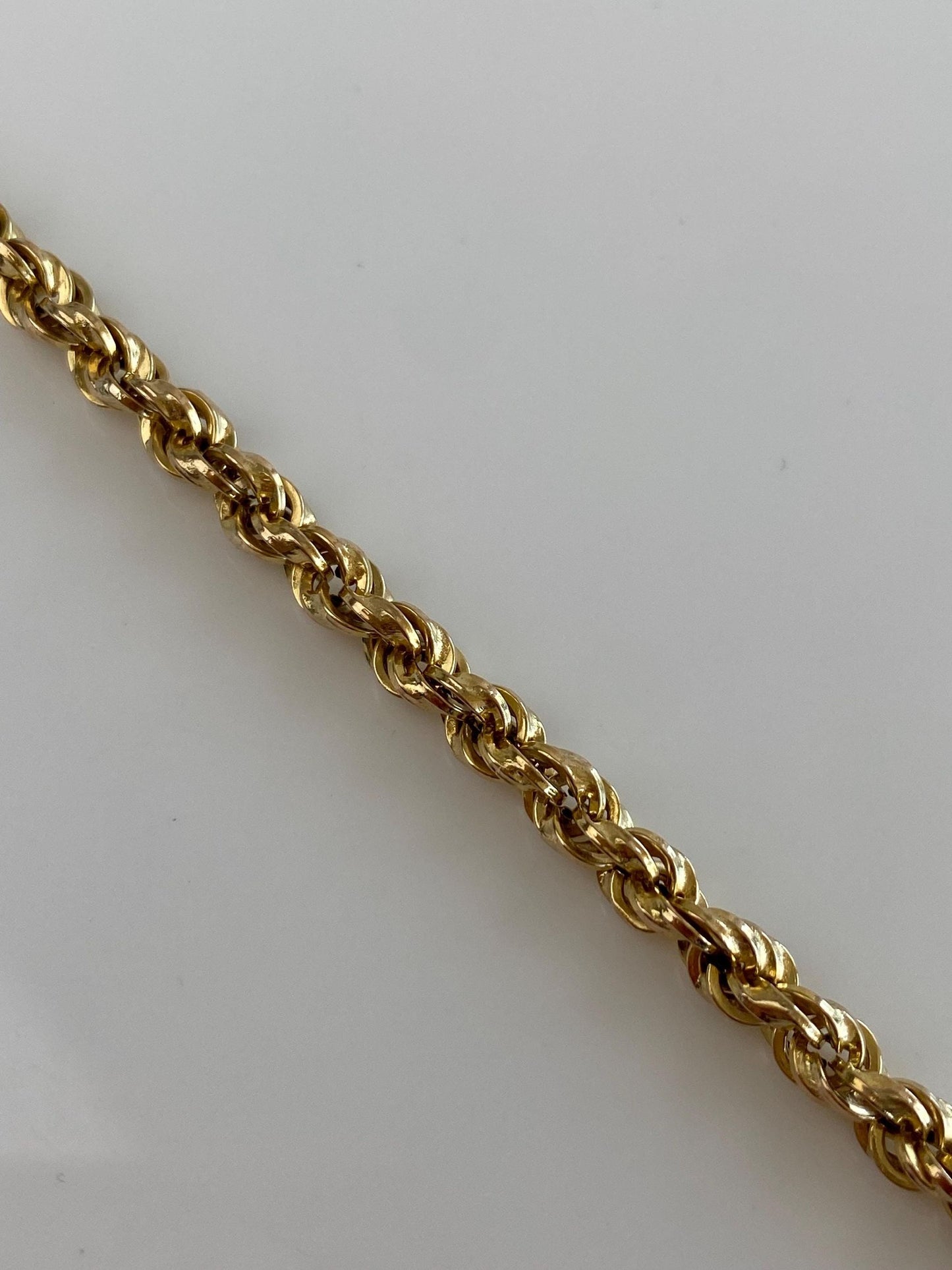 Vintage 10k Yellow Gold Rope Chain Bracelet - 7.25 inches