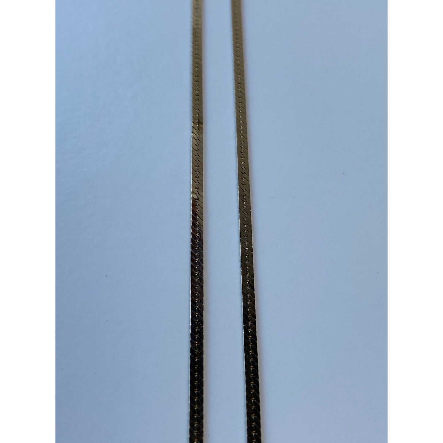 Vintage Solid 14k Yellow Gold Long Thin Herringbone Chain Necklace - 30.25 inches